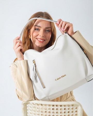 Calvin Klein Soft Hobo Bag-white