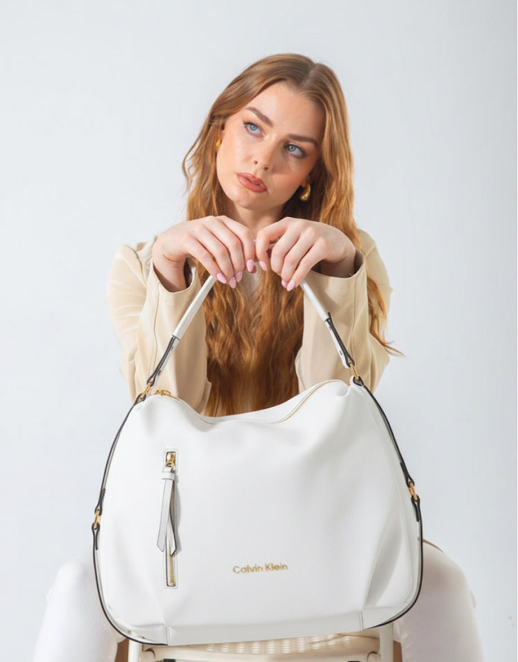 Calvin Klein Soft Hobo Bag-white