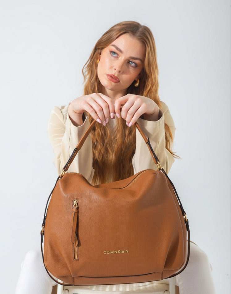 Calvin Klein Soft Hobo Bag-camel