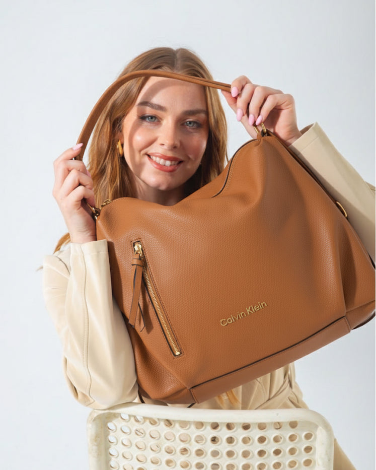 Calvin Klein Soft Hobo Bag-camel