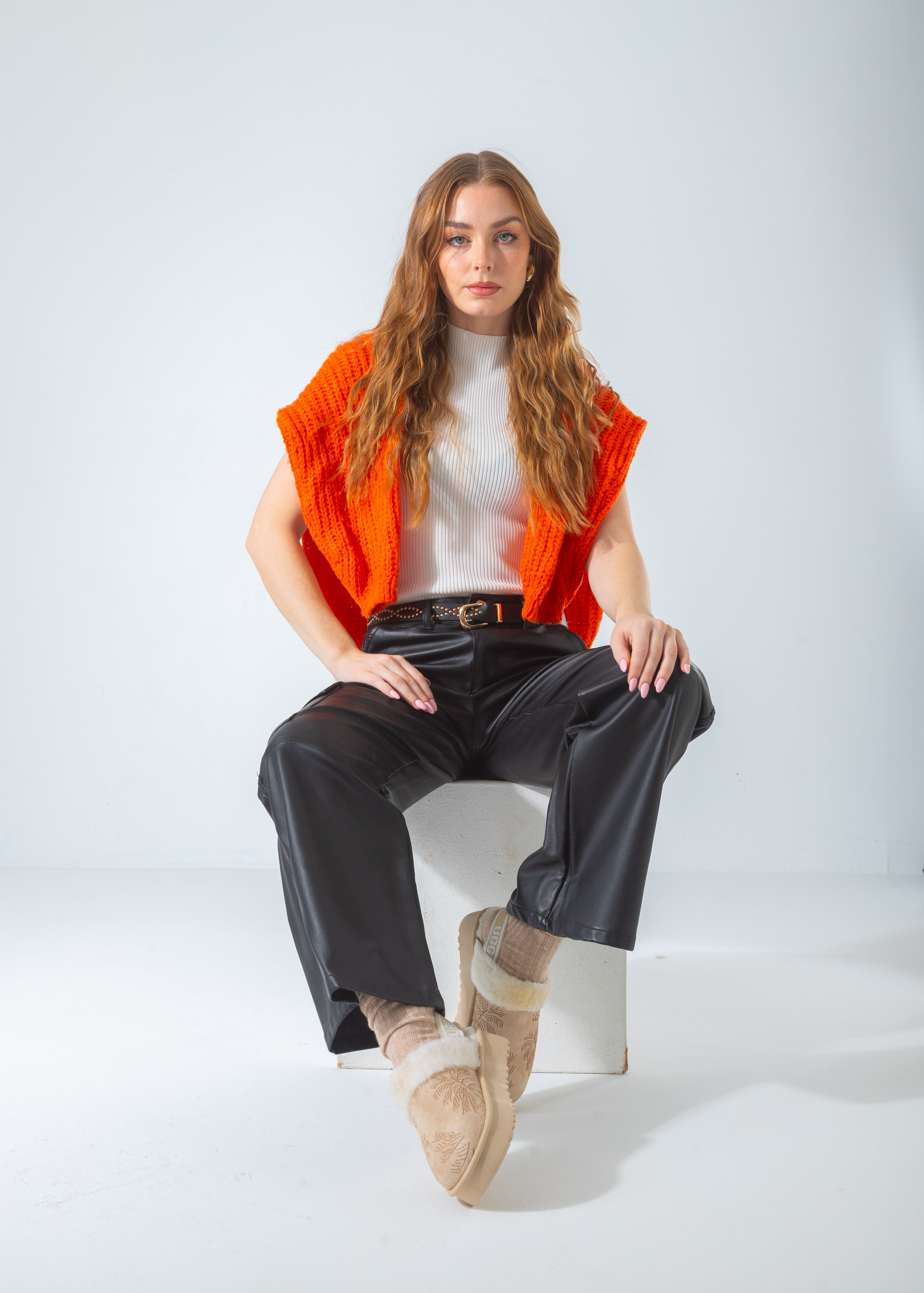 Elastic Strap Cozy Platform Clogs-beige