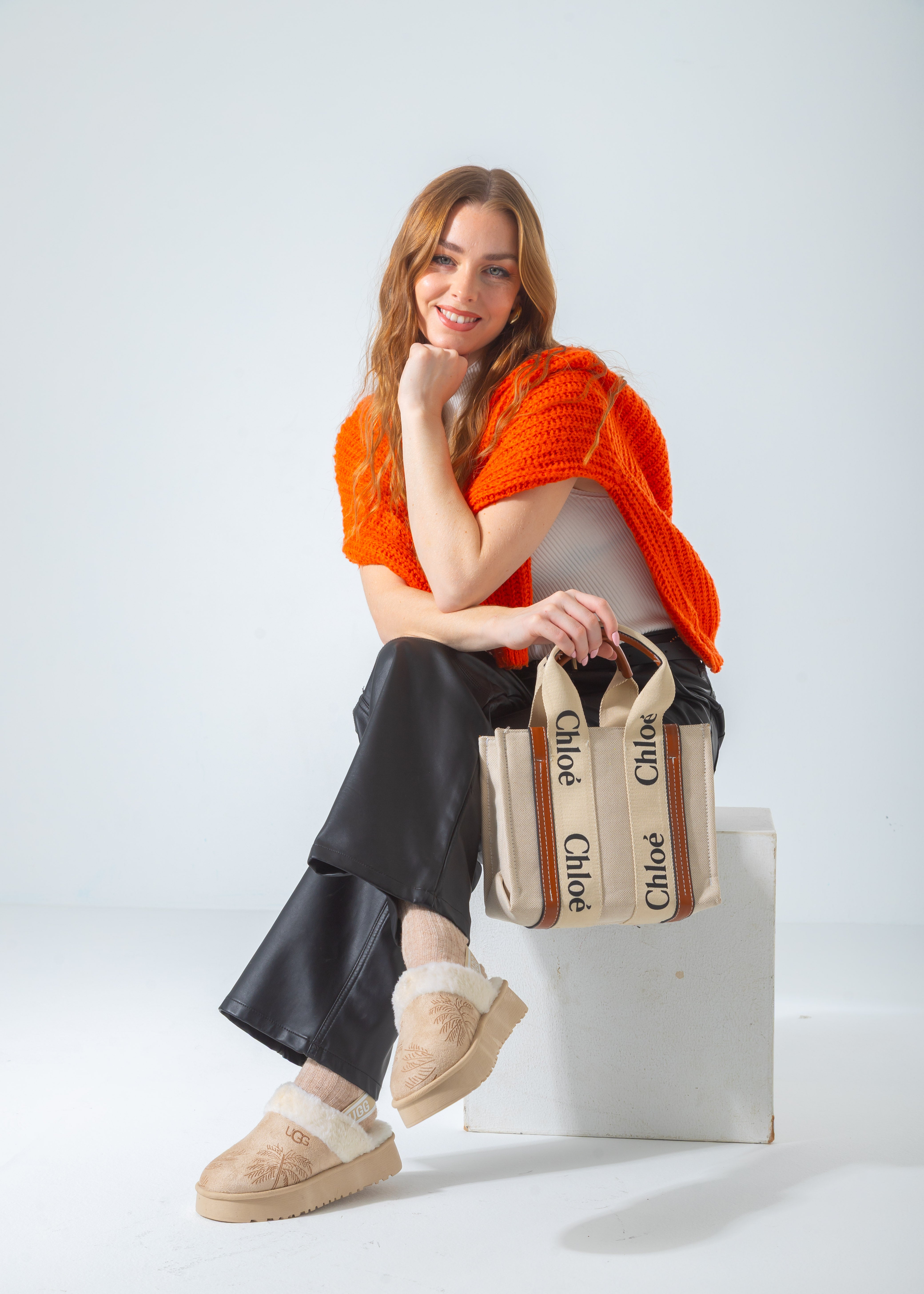 Woody Canvas Tote Bag-camel
