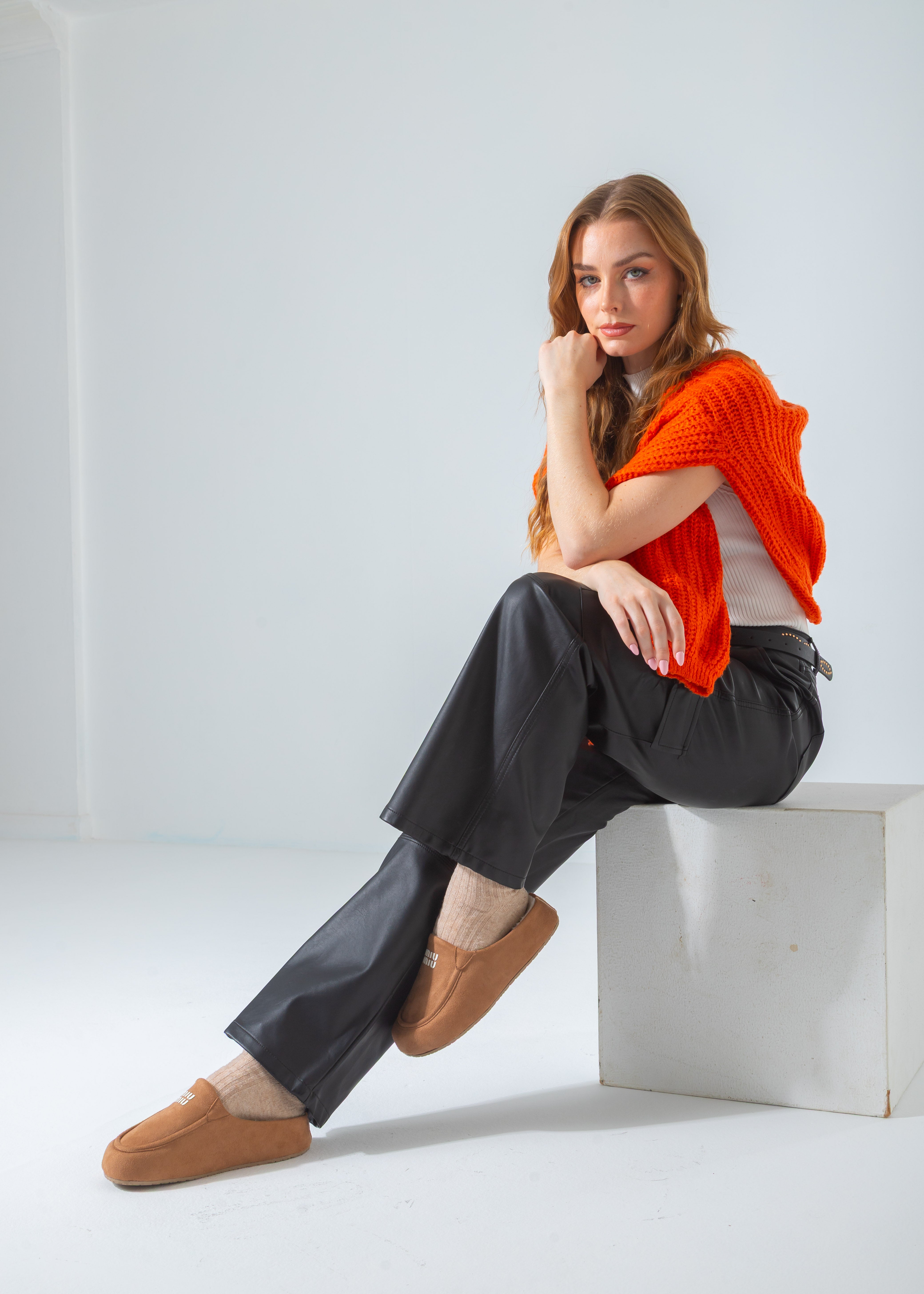 Suede Moccasin Backless Clogs-light-camel