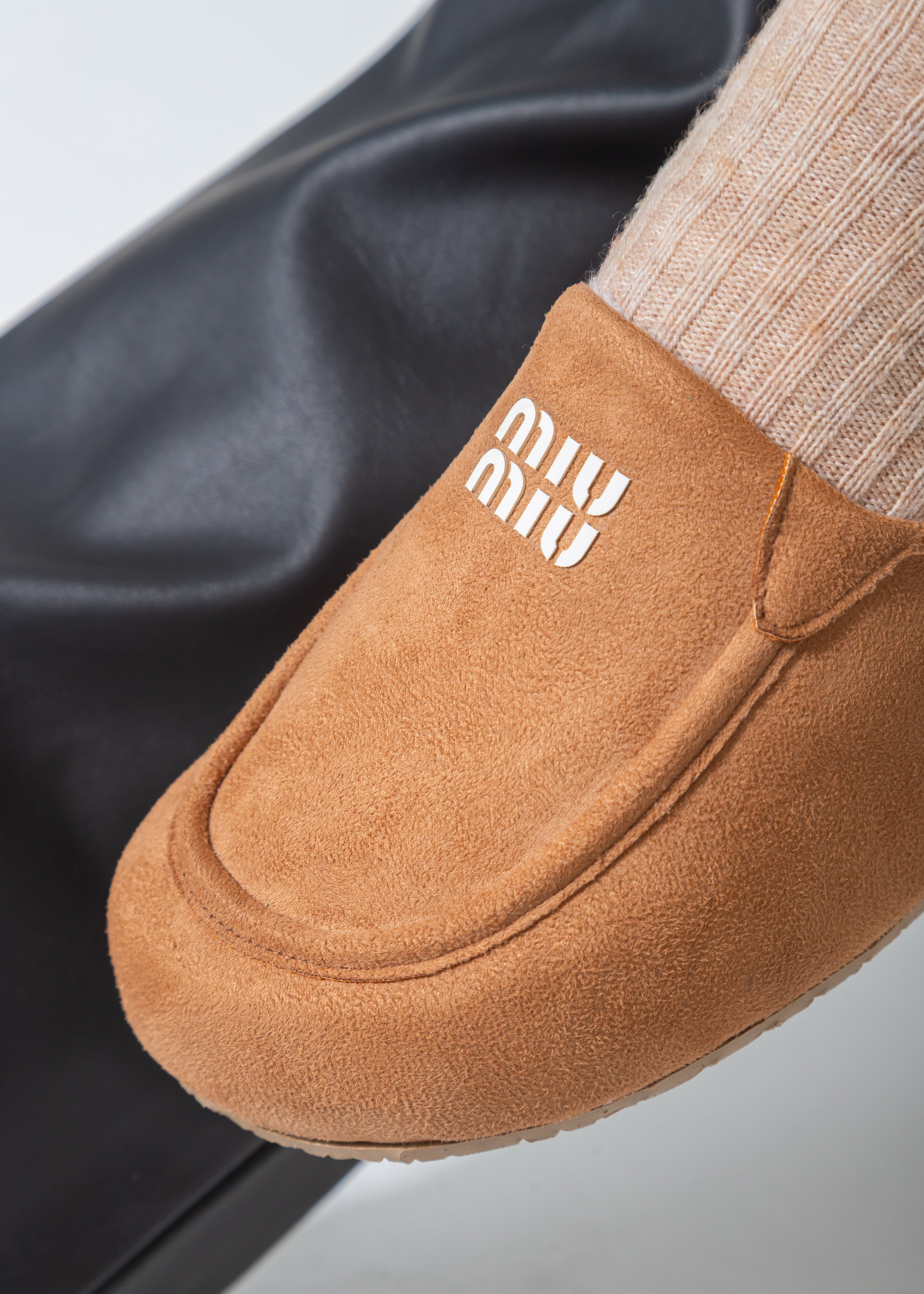 Suede Moccasin Backless Clogs-light-camel