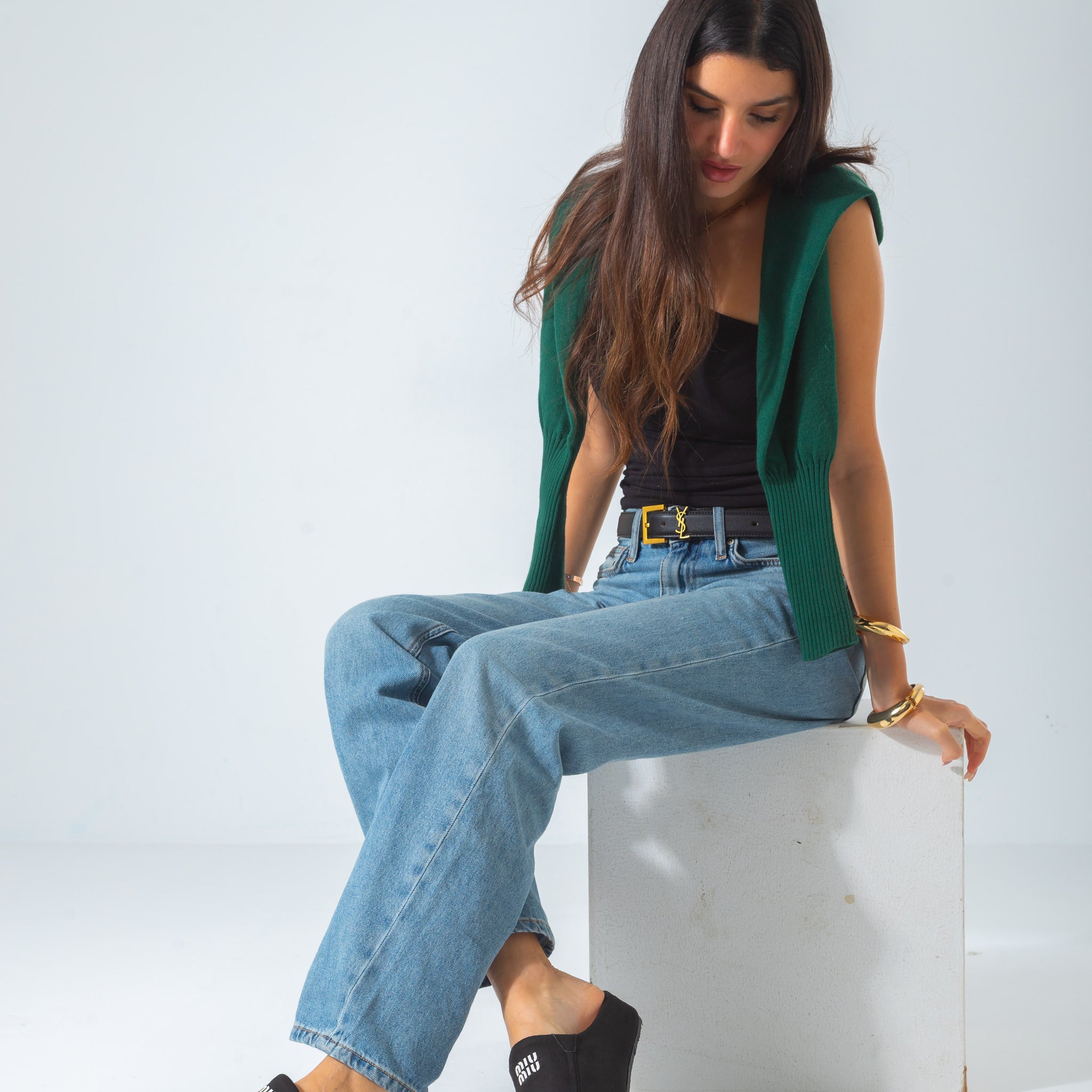 Suede Suede Moccasin Backless Clogs-black