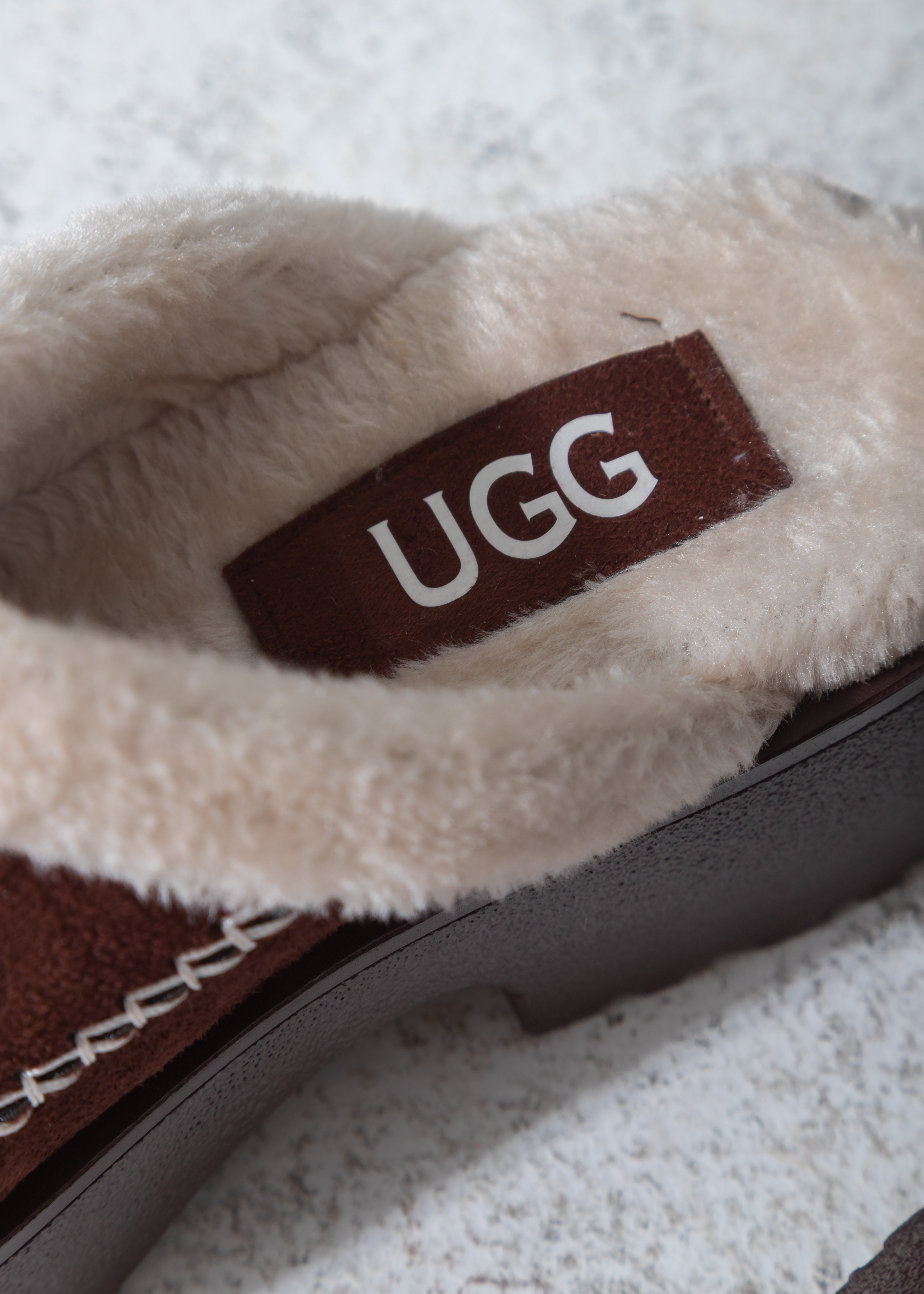 Suede Shearling-Lined Platform Clog-brown