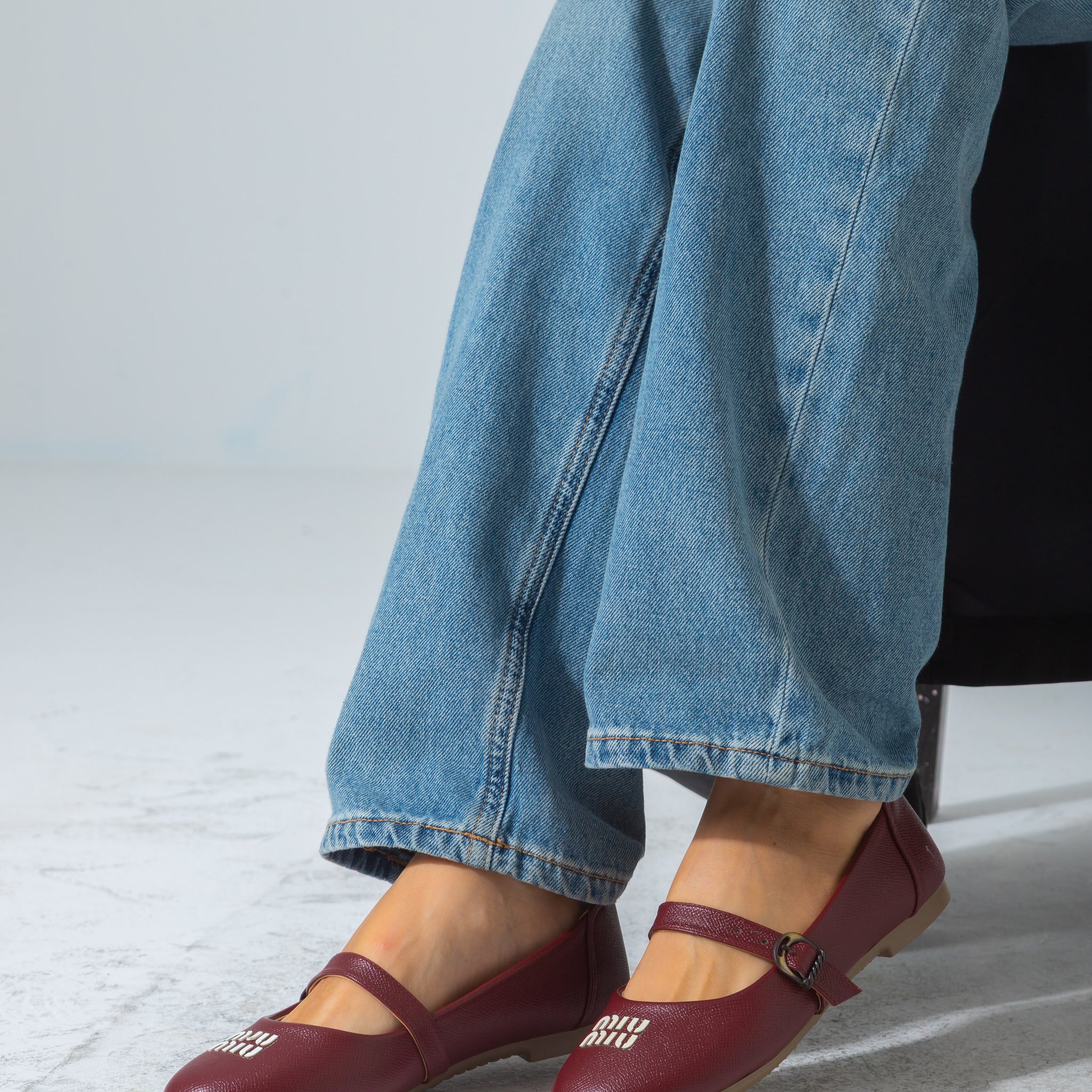 Buckle Strap Flat-marron