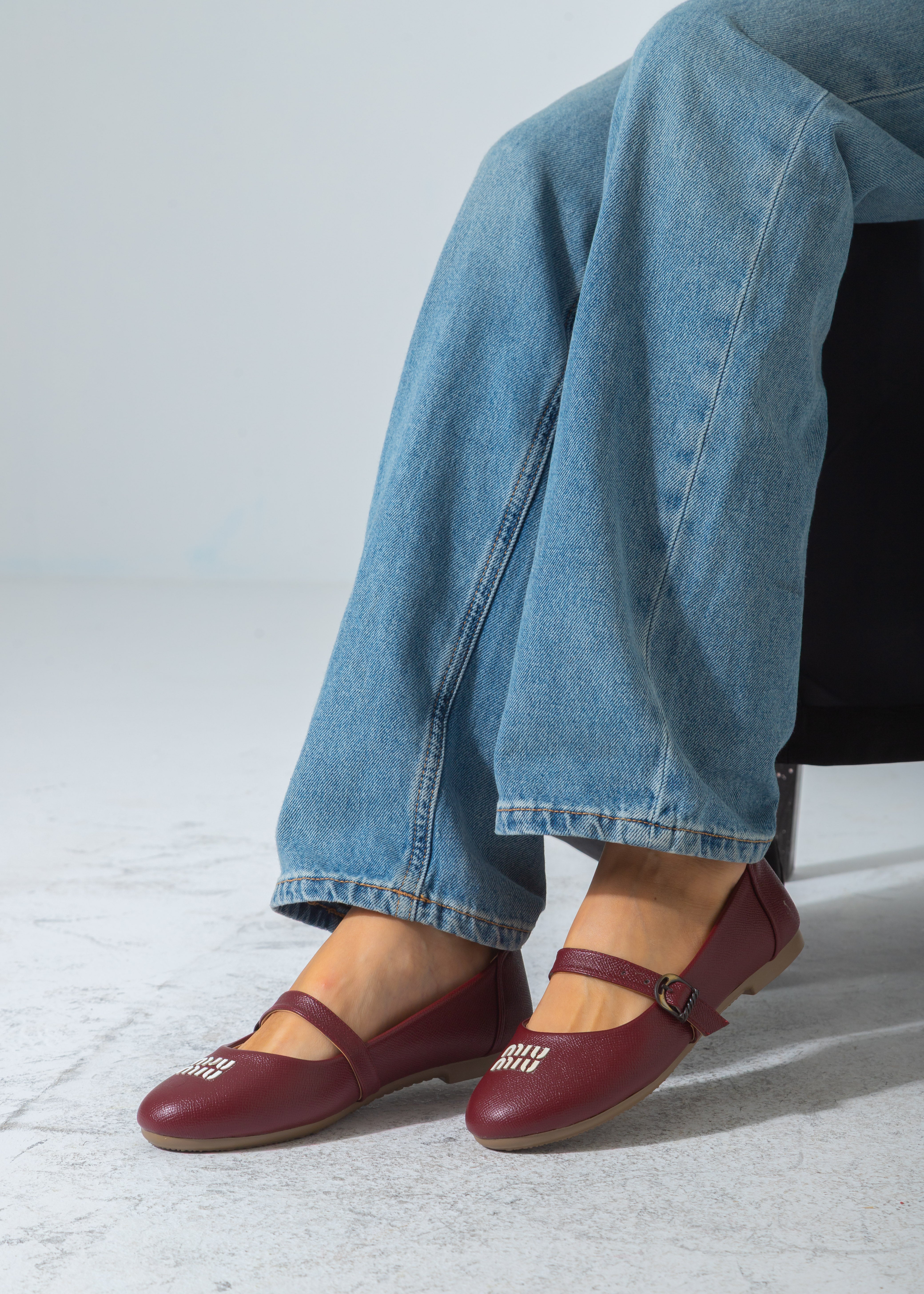 Buckle Strap Flat-marron