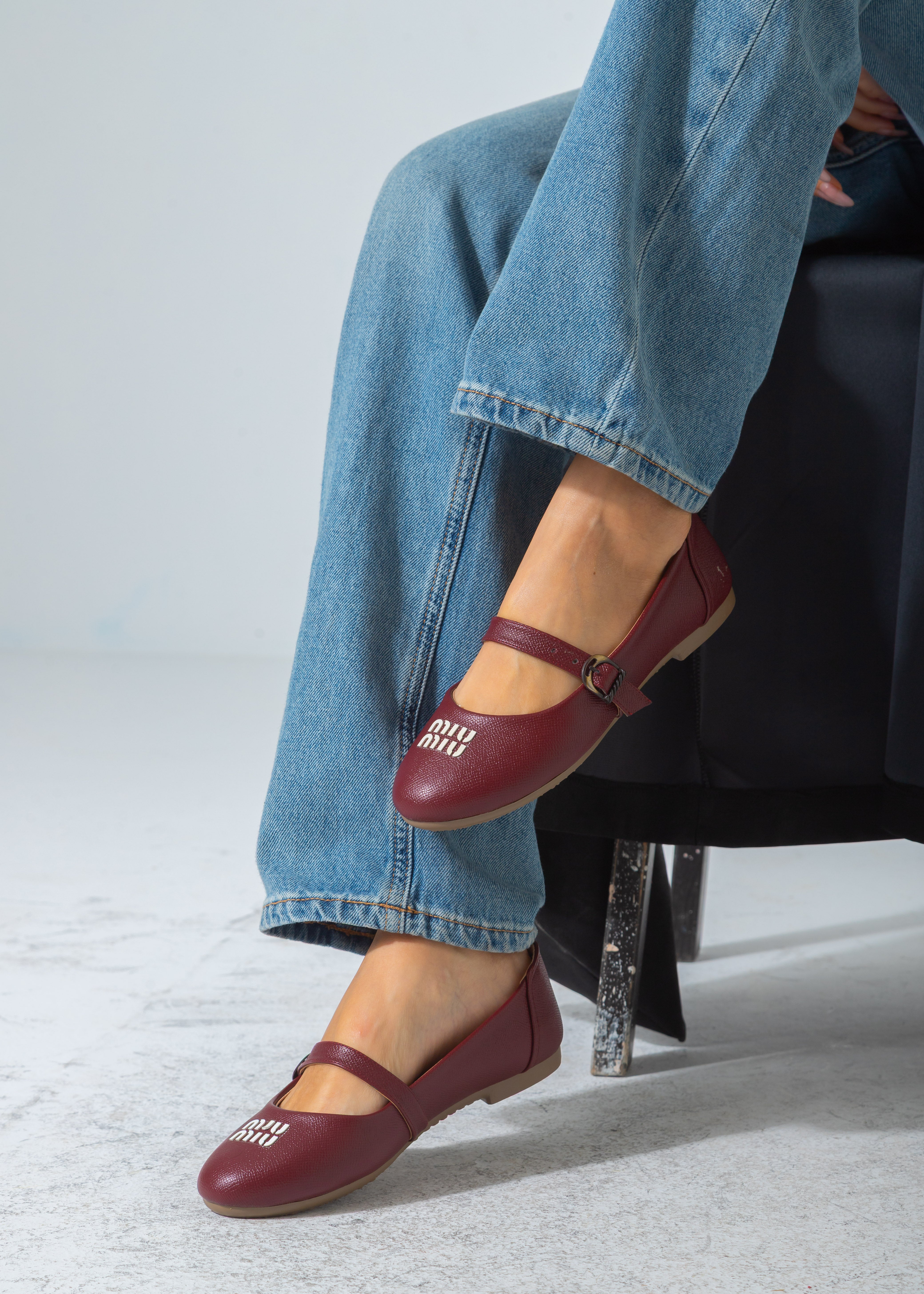 Buckle Strap Flat-marron