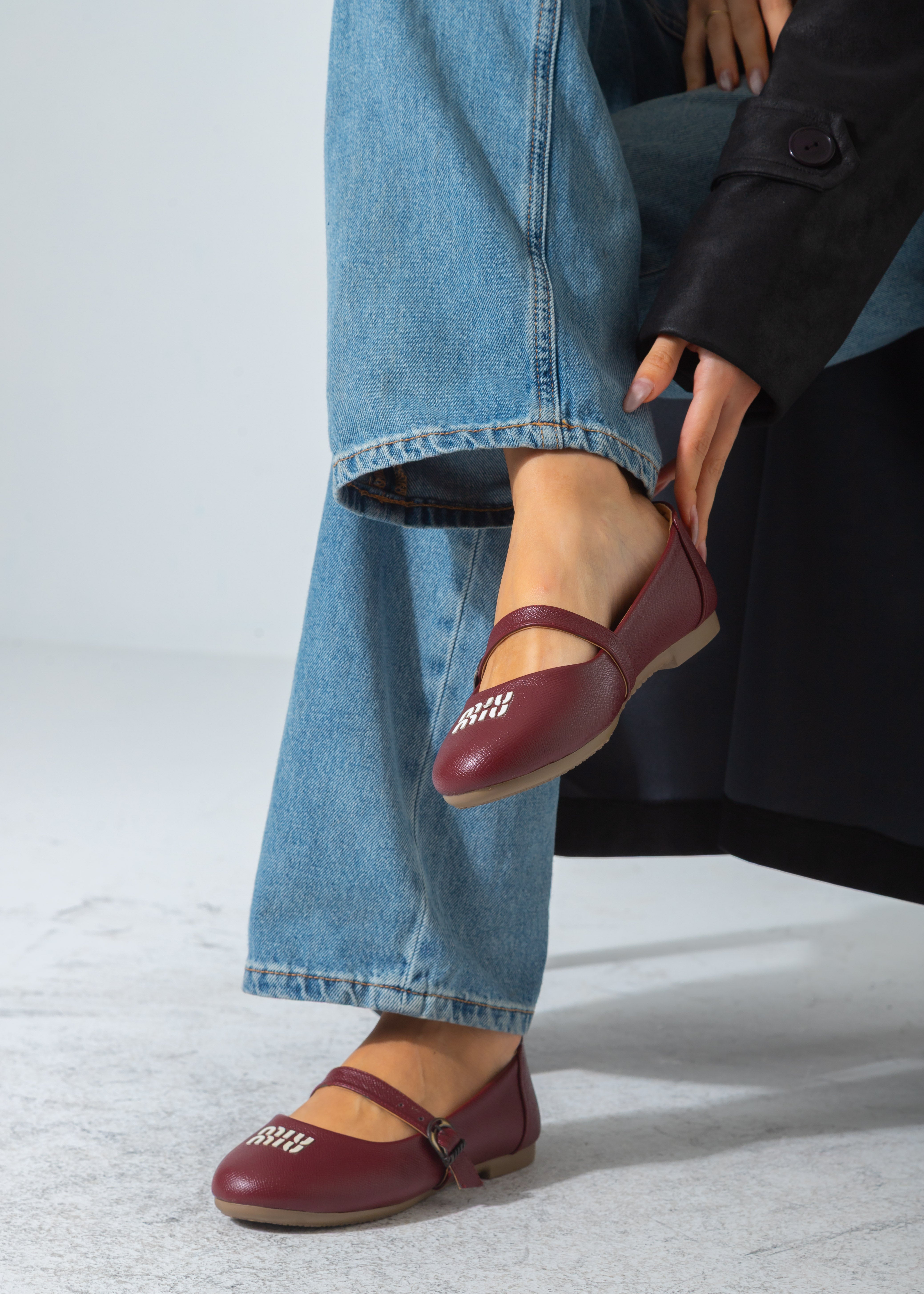 Buckle Strap Flat-marron