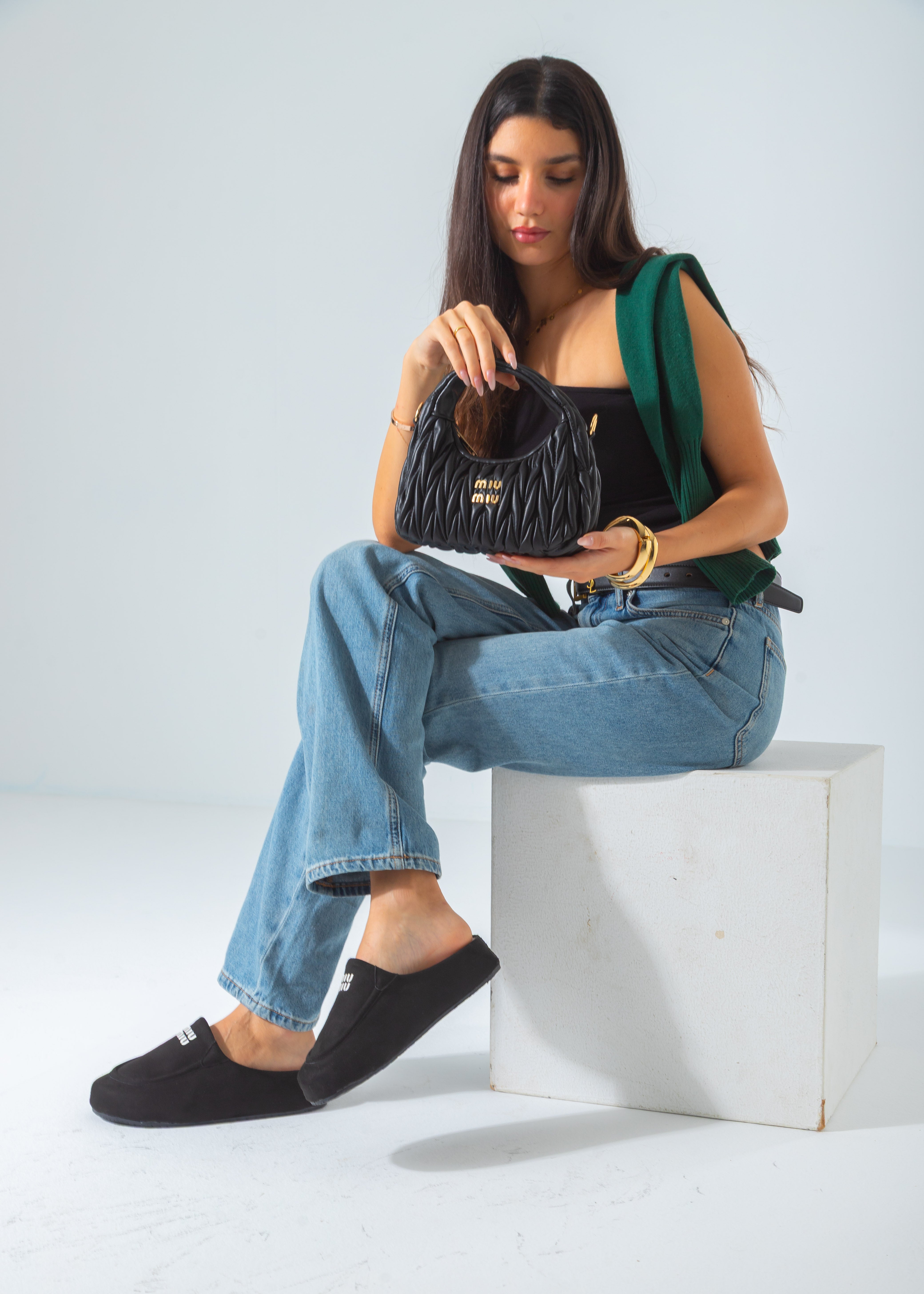 Wander Matelassé Hobo Mini-Bag-black