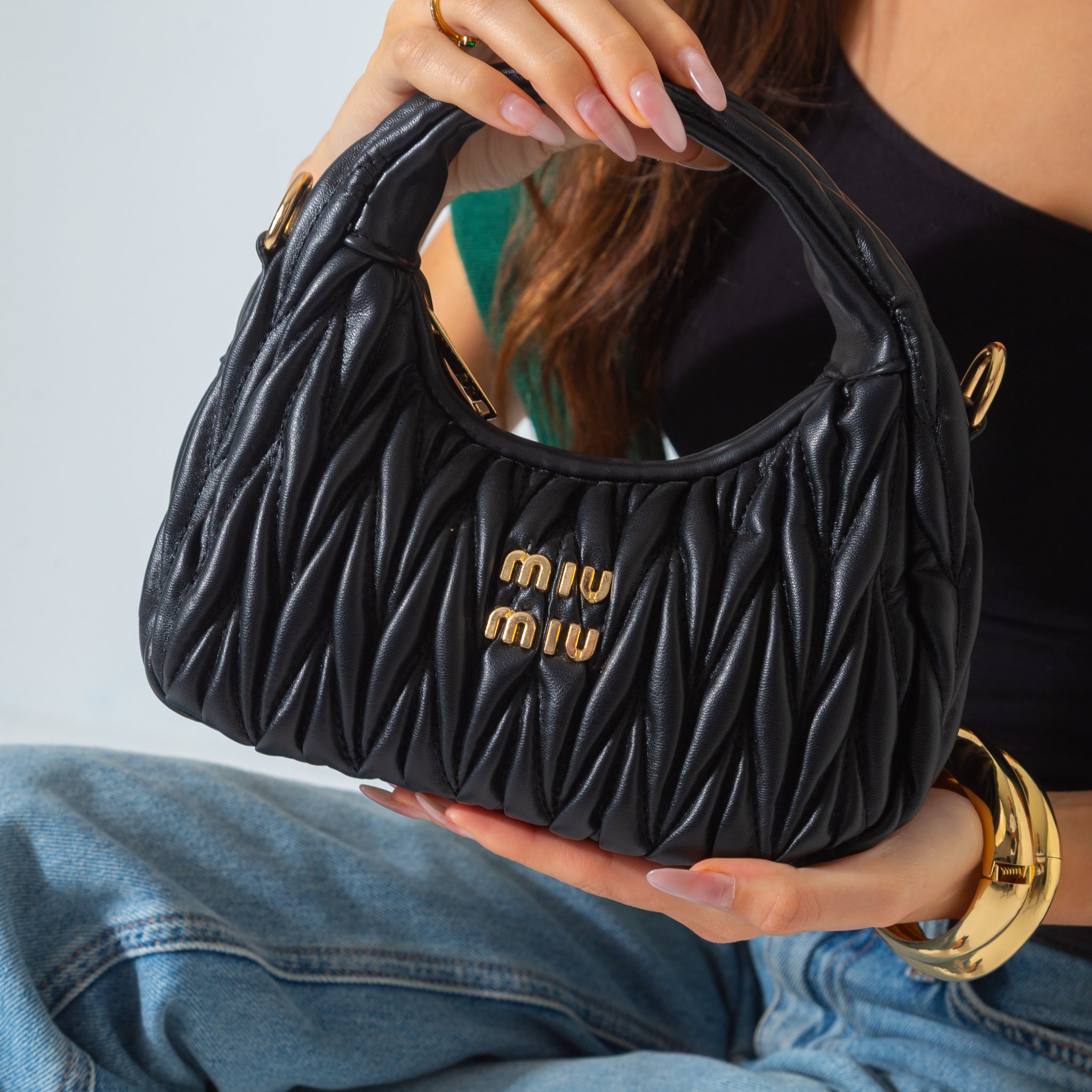 Wander Matelassé Hobo Mini-Bag-black