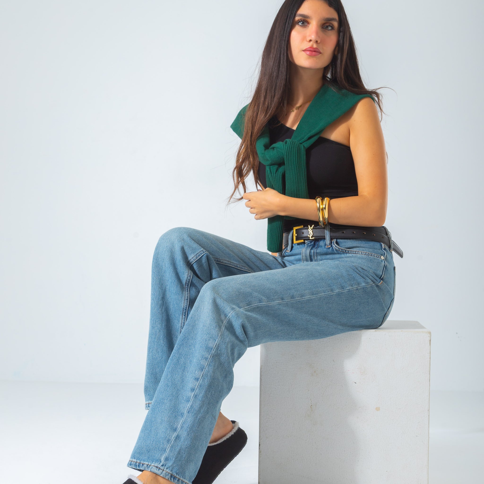 Branded Shearling Colgs-black