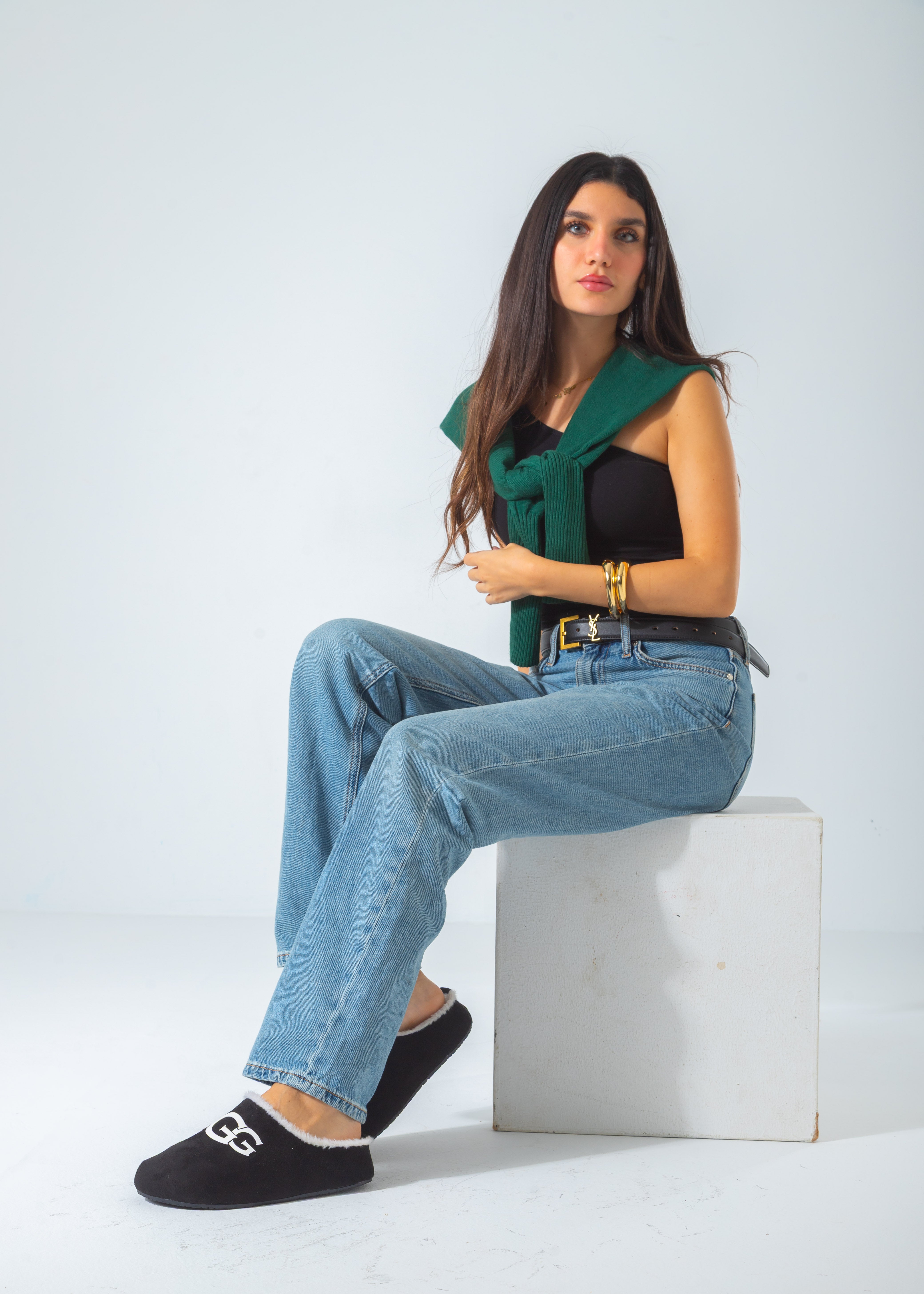 Branded Shearling Colgs-black