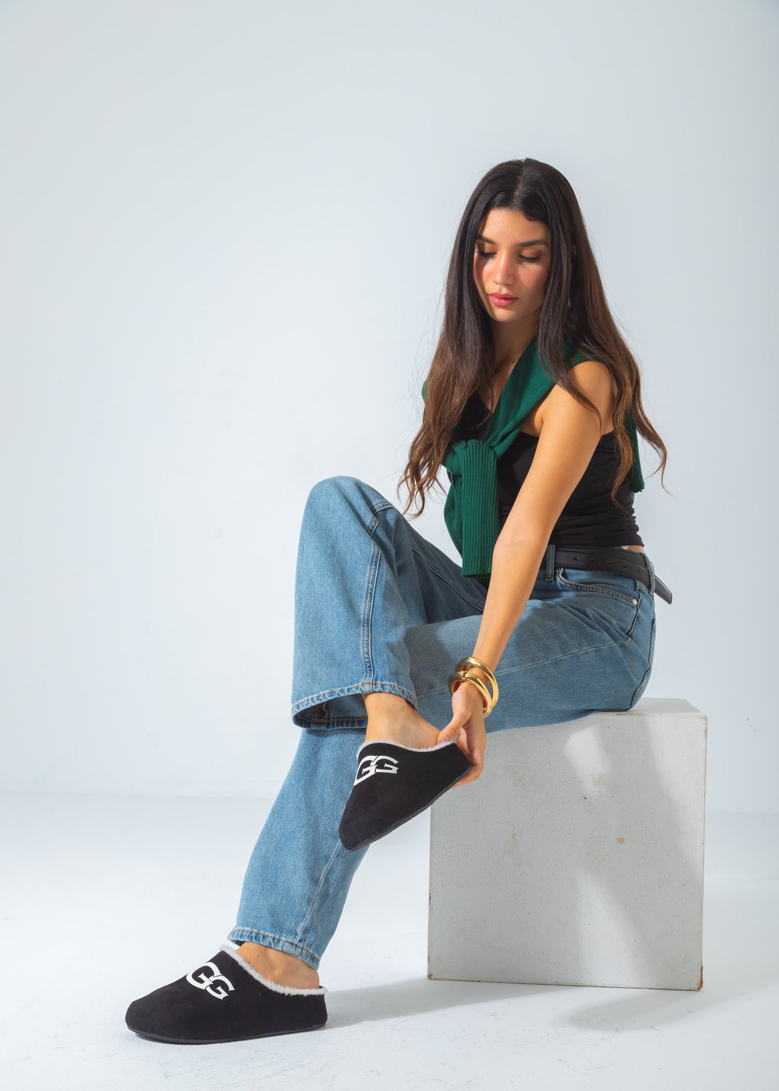 Branded Shearling Colgs-black