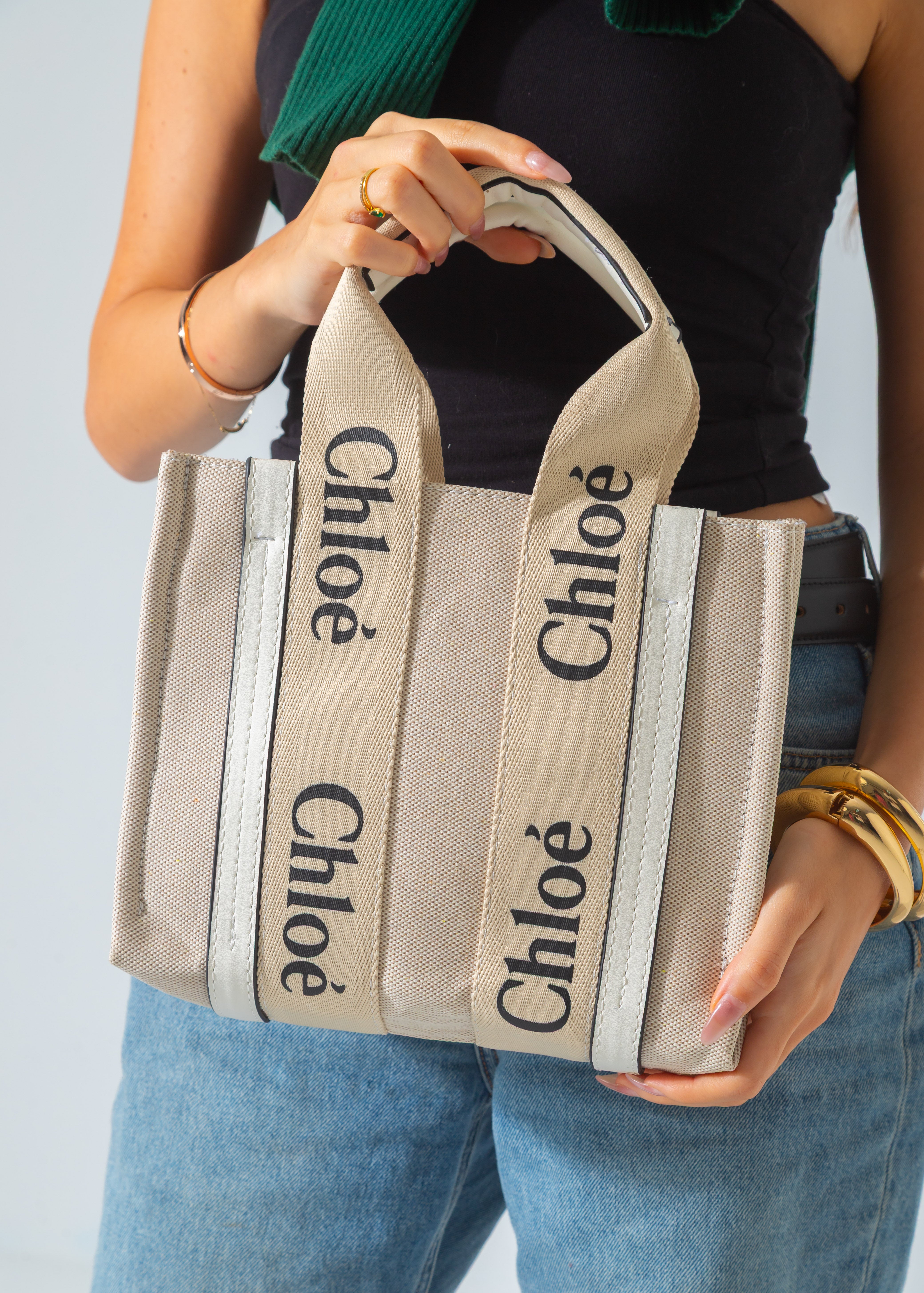 Woody Canvas Tote Bag-white