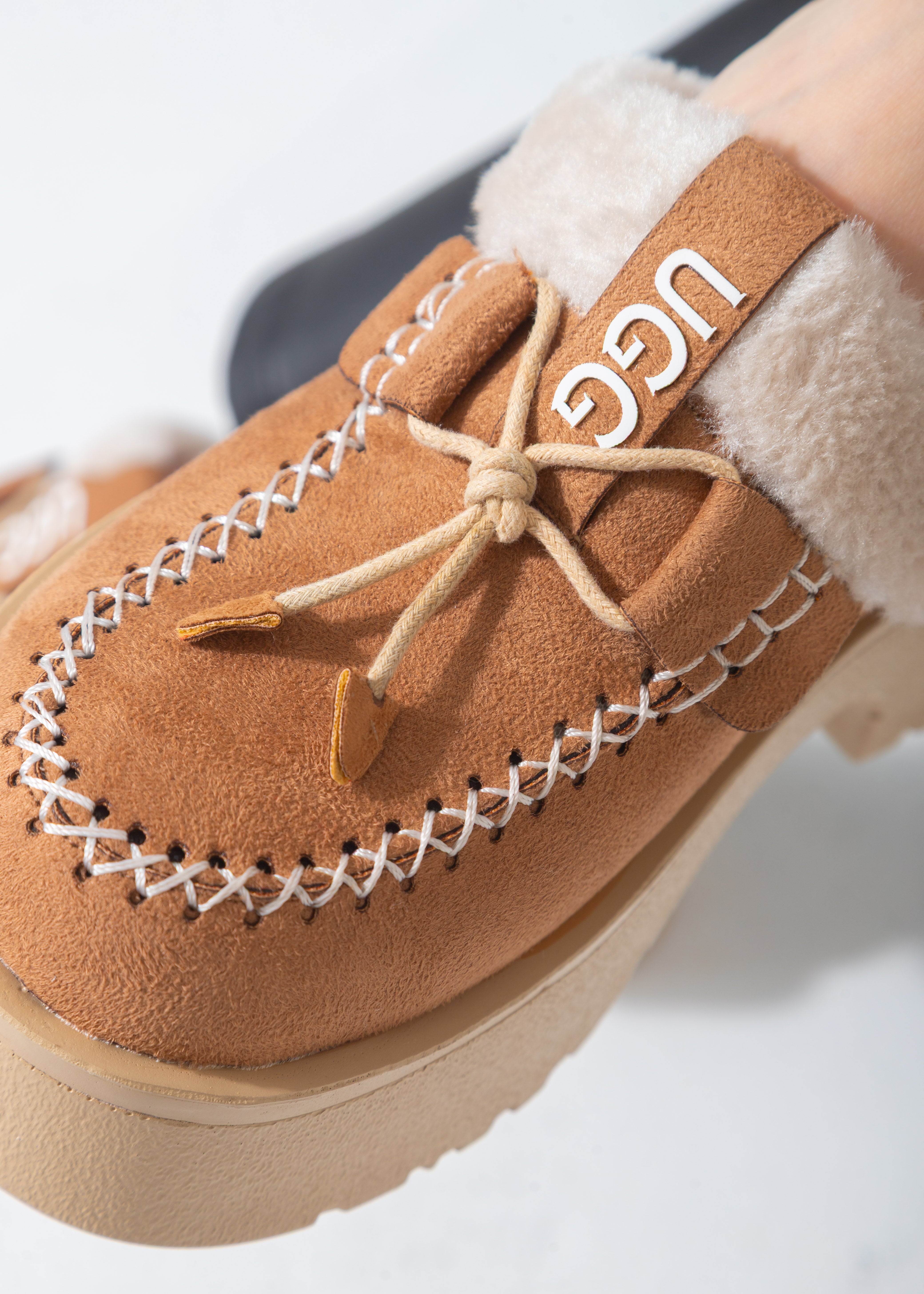 Lace-Up Moccasin Platform Clog-cafe