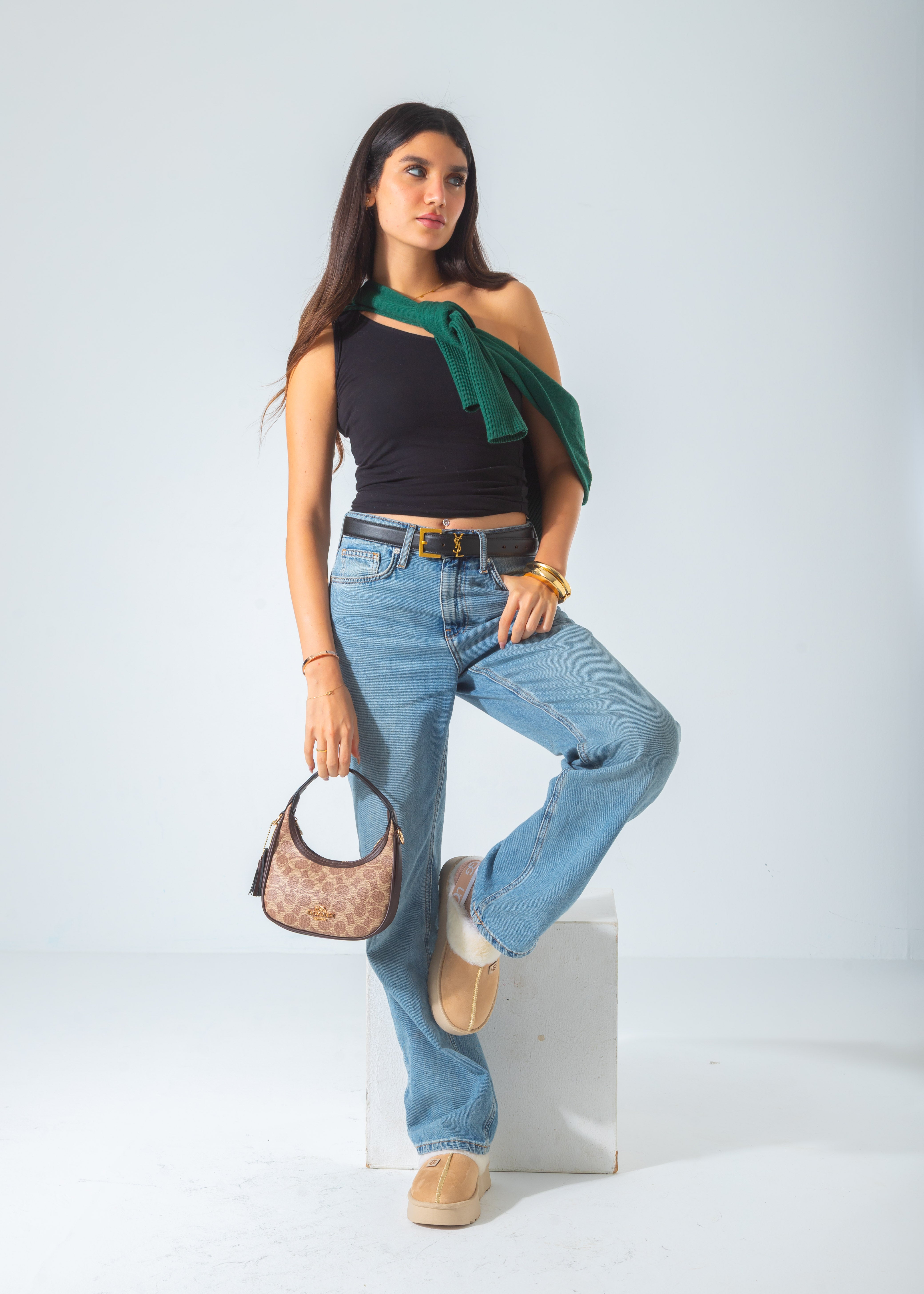 Canvas Demi Shoulder Bag-brown