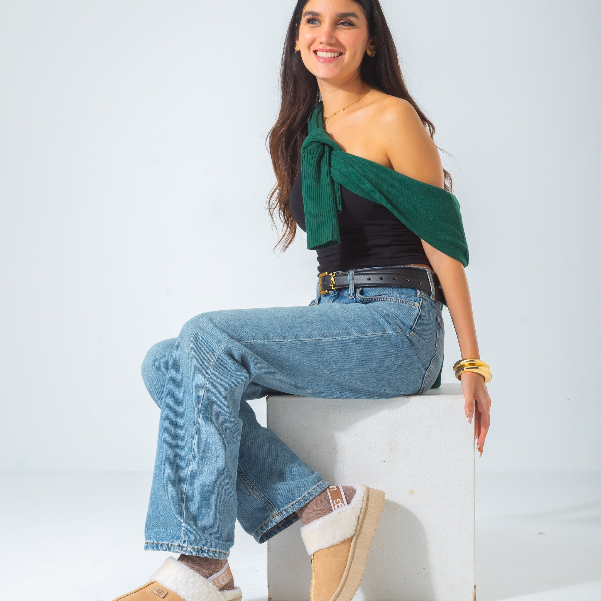 THE Branded Shearling Colgs-beige