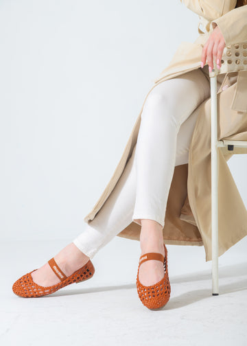 Woven Mesh Elastic Flat-camel