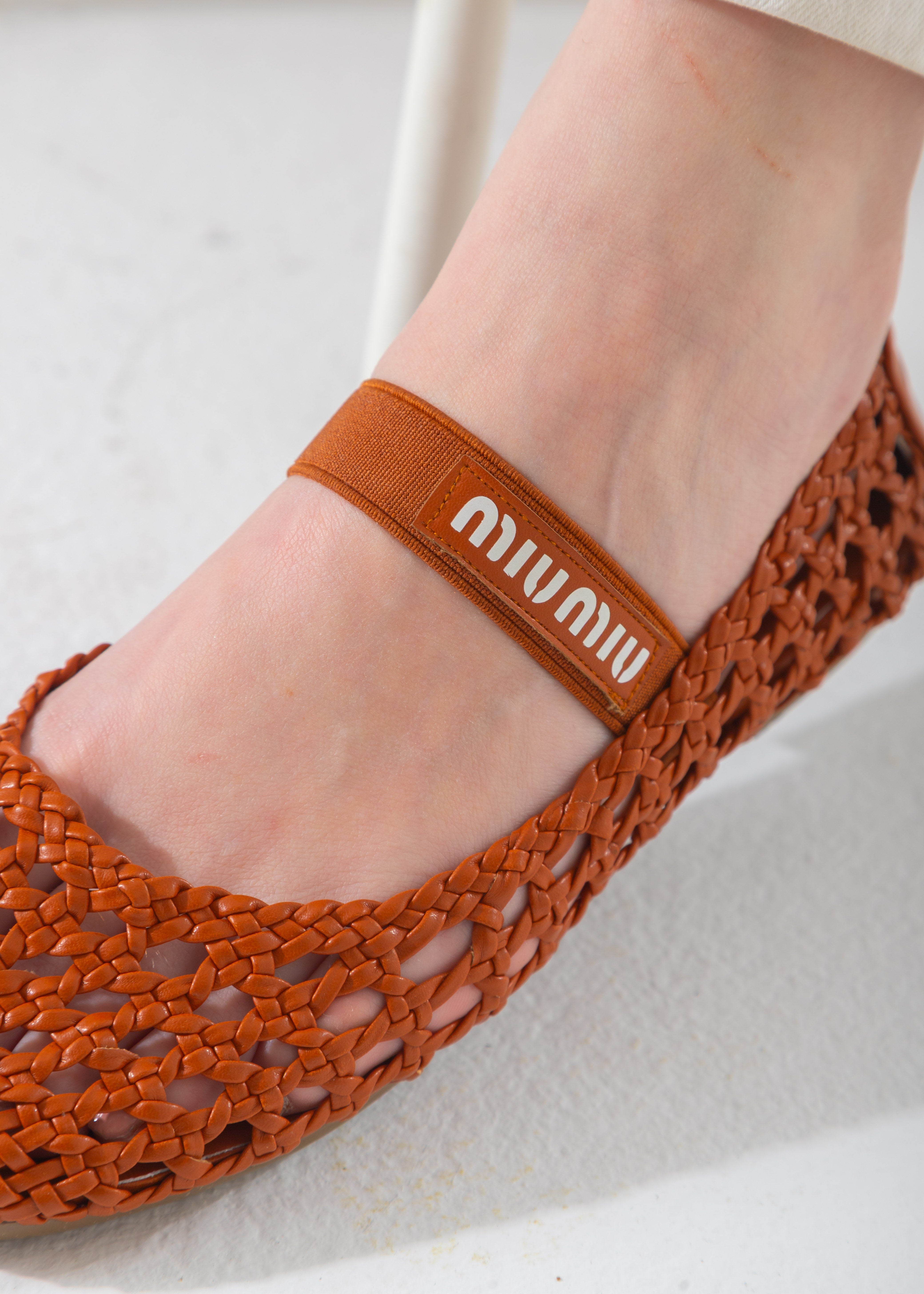 Woven Mesh Elastic Flat-camel