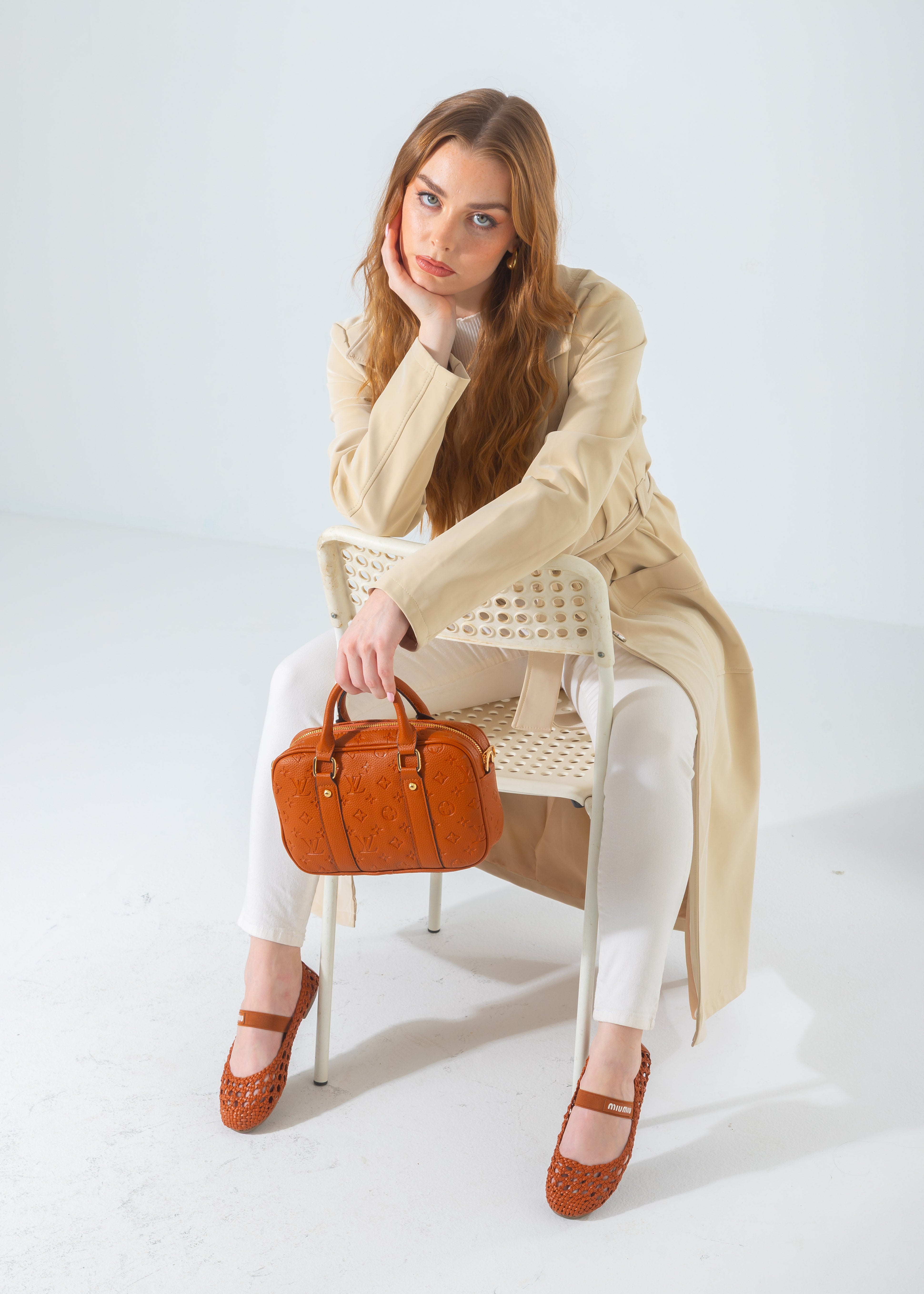 Monogram Top-Handle Duffle Bag-camel