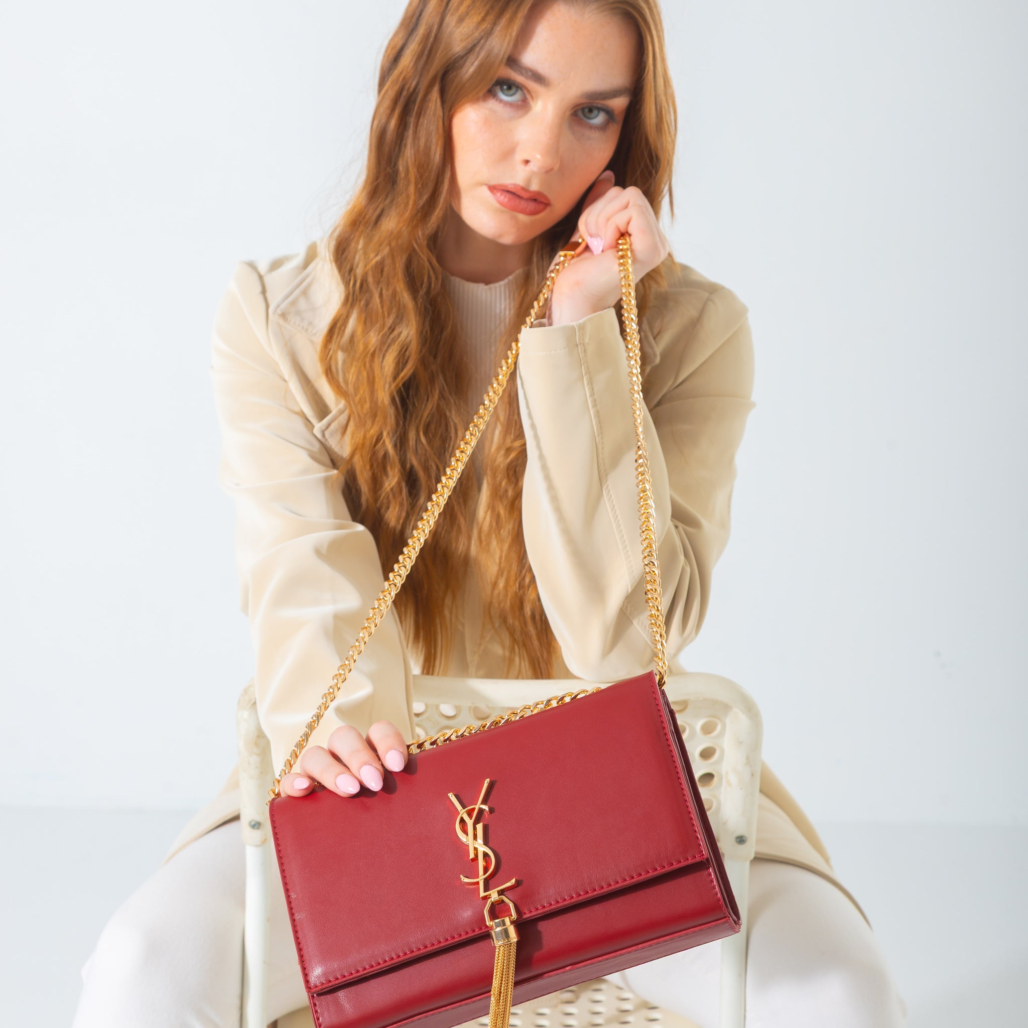 Signature Tassel Envelope Bag-marron