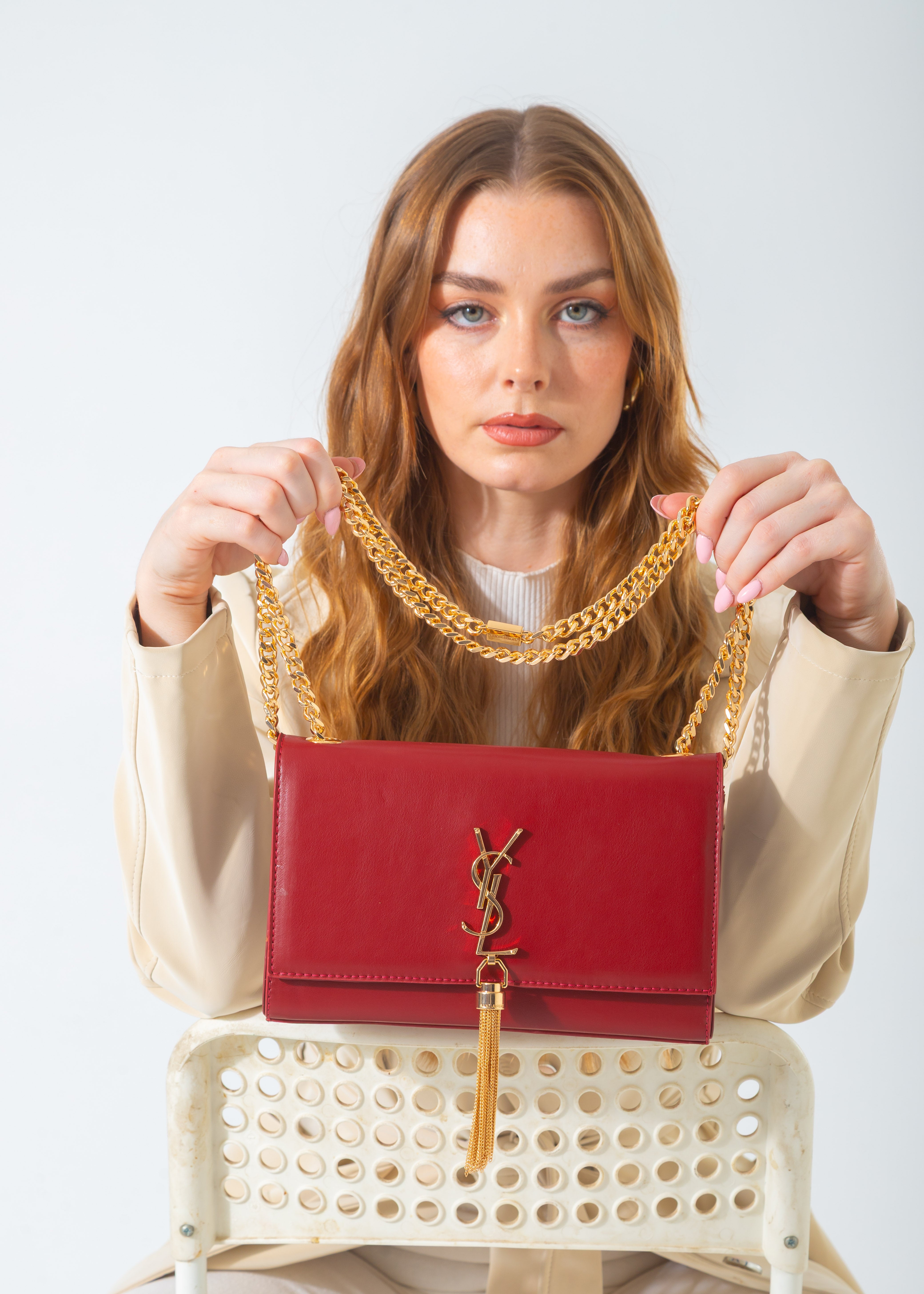 Signature Tassel Envelope Bag-marron