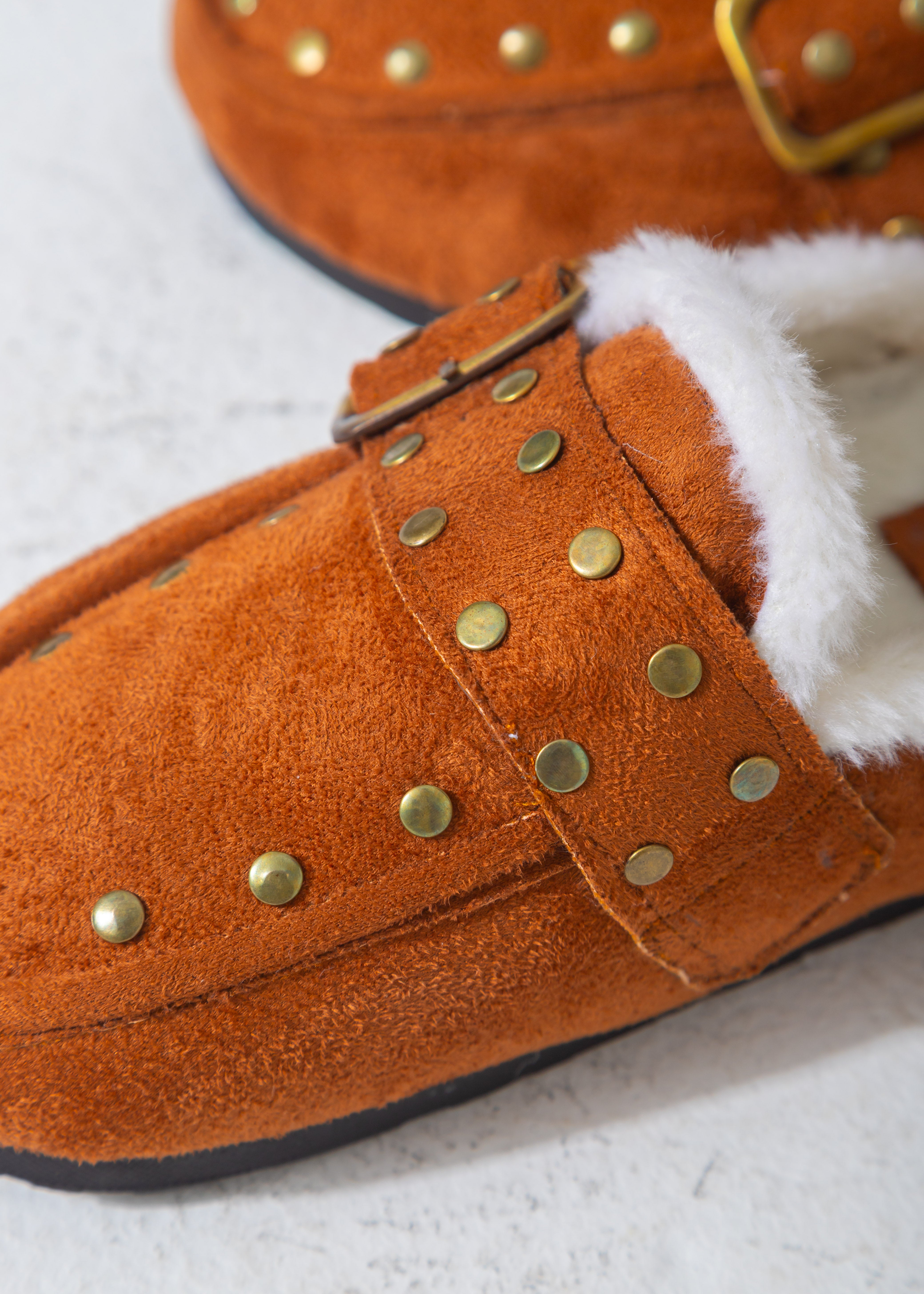 Stud-Detail Cozy Clogs-camel