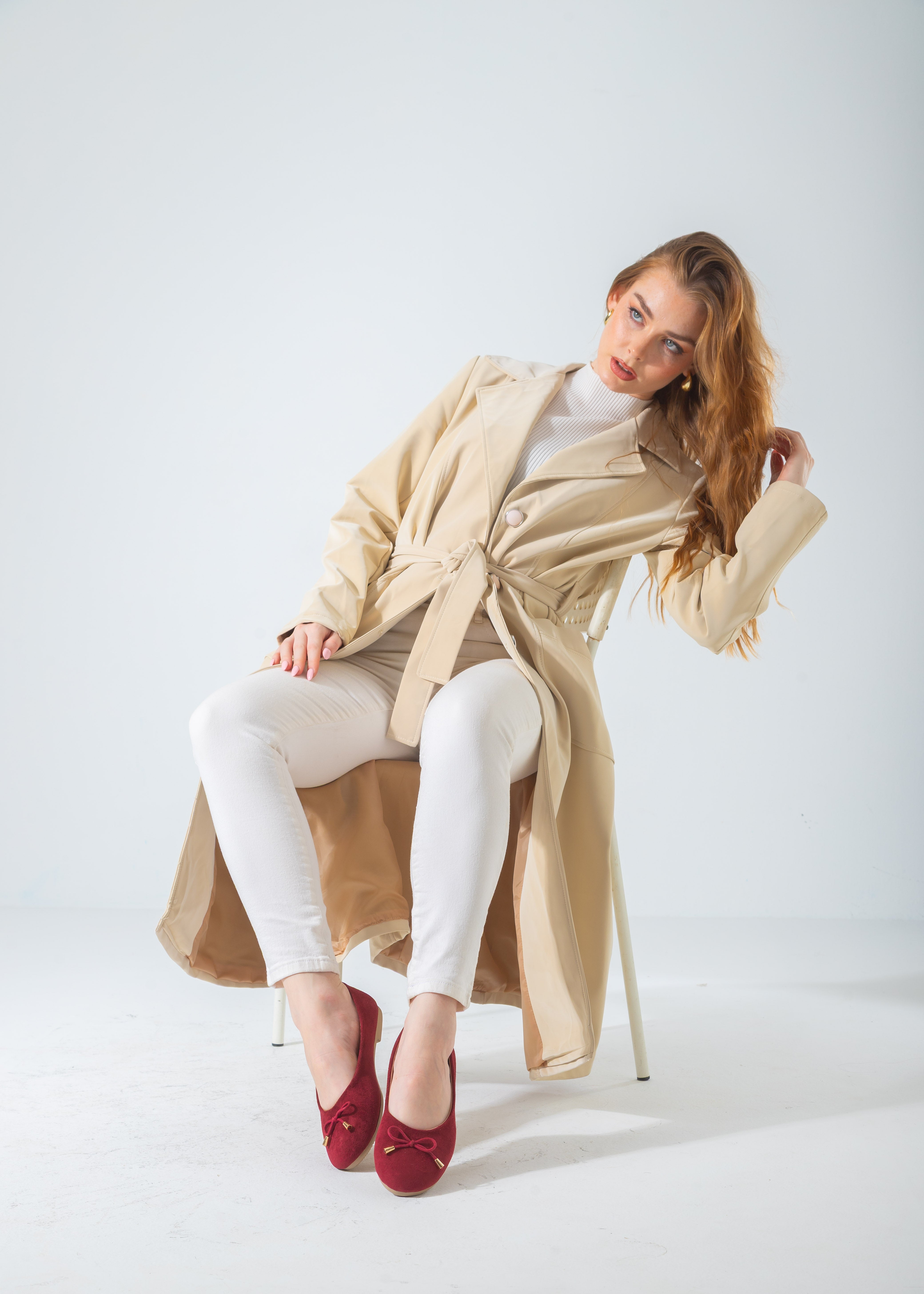 Suede Bow Ballet Flat-marron