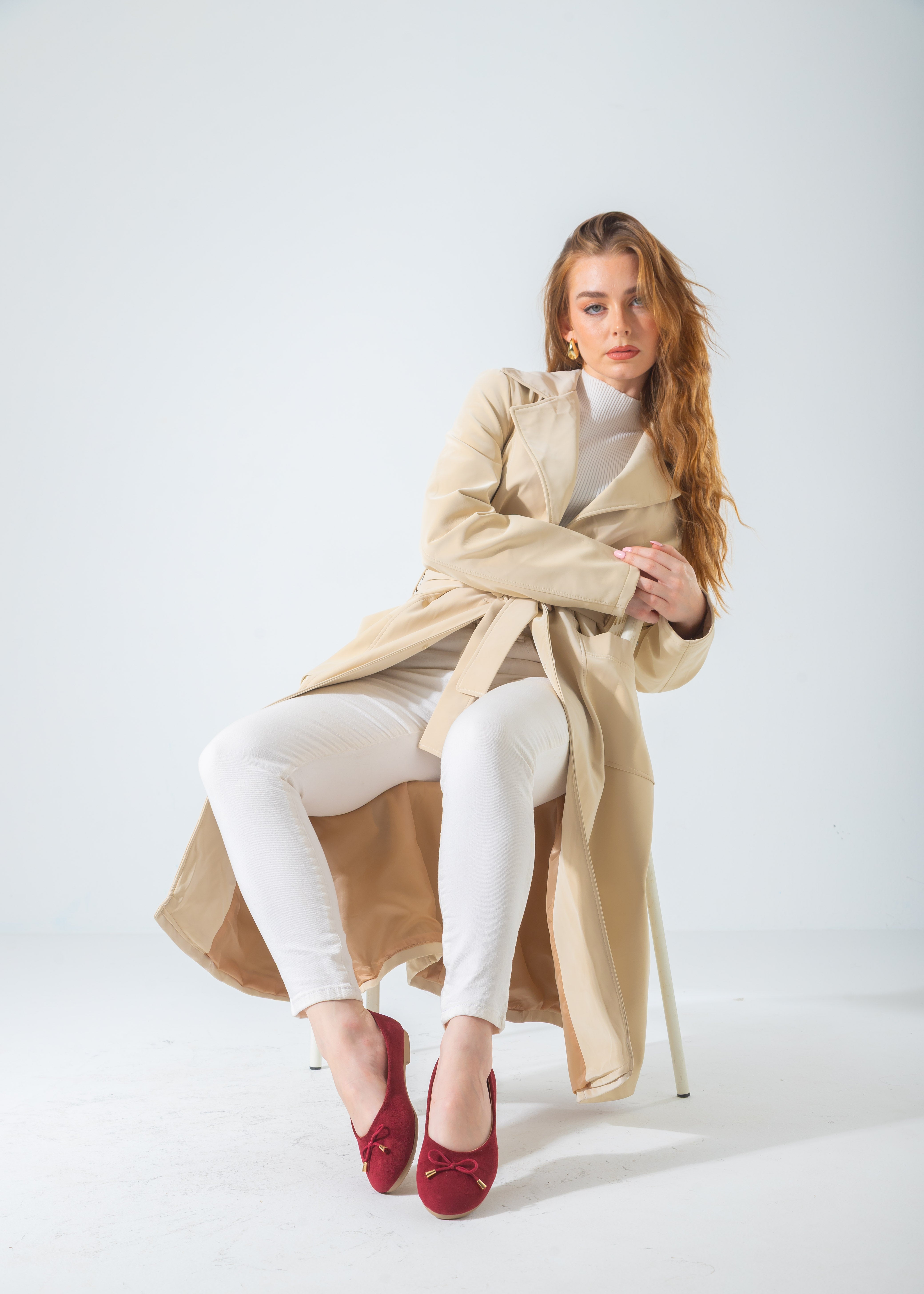 Suede Bow Ballet Flat-marron