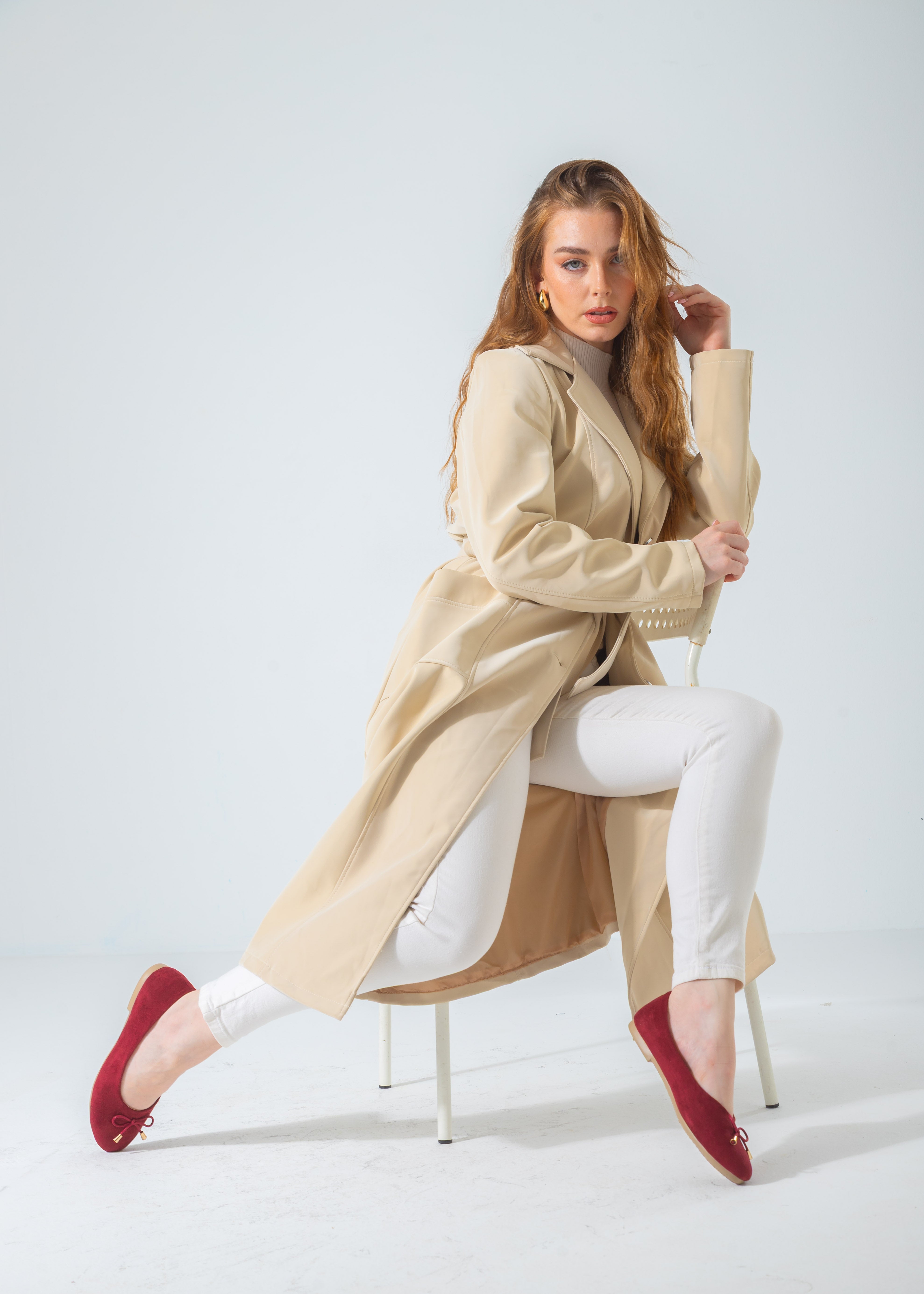 Suede Bow Ballet Flat-marron