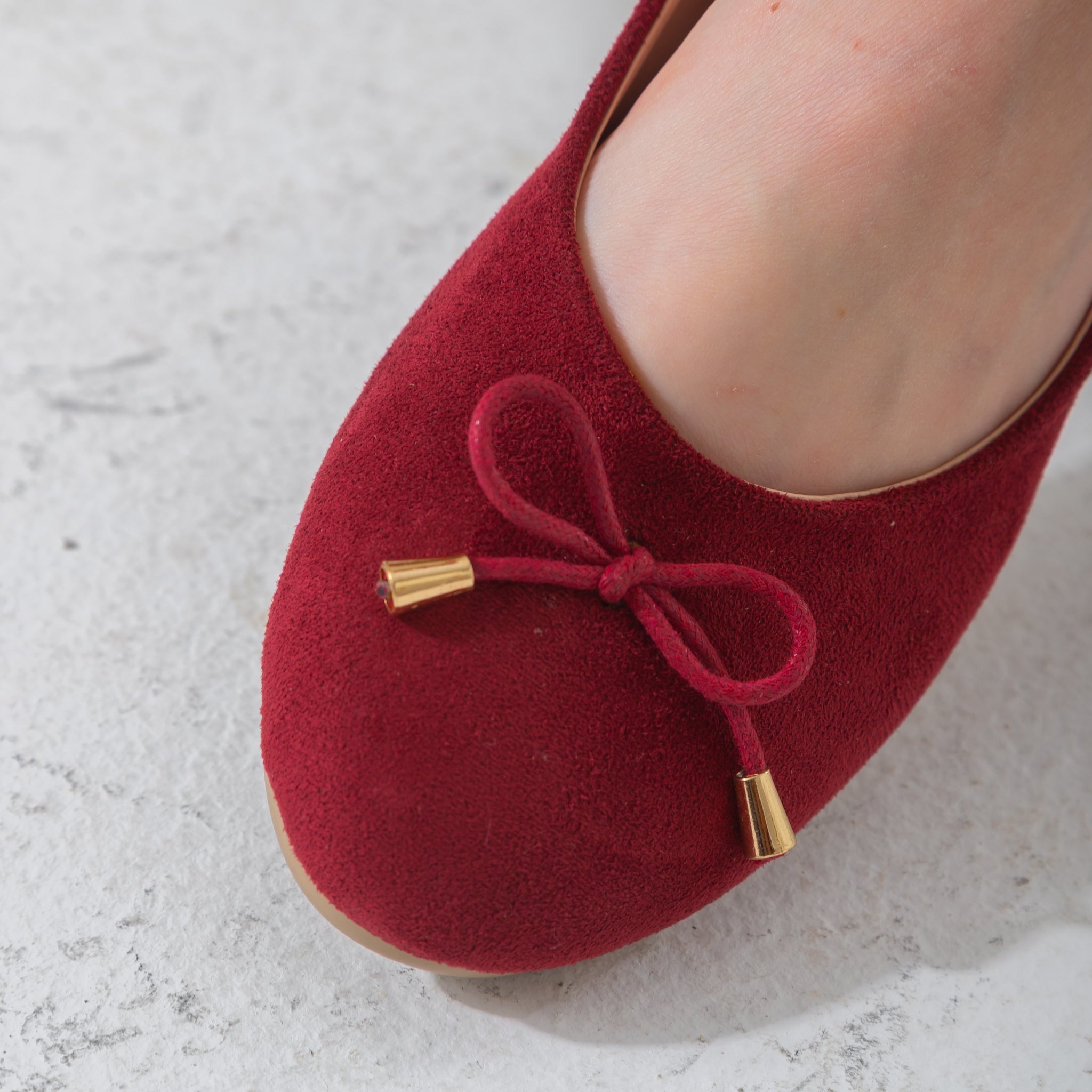 Suede Bow Ballet Flat-marron