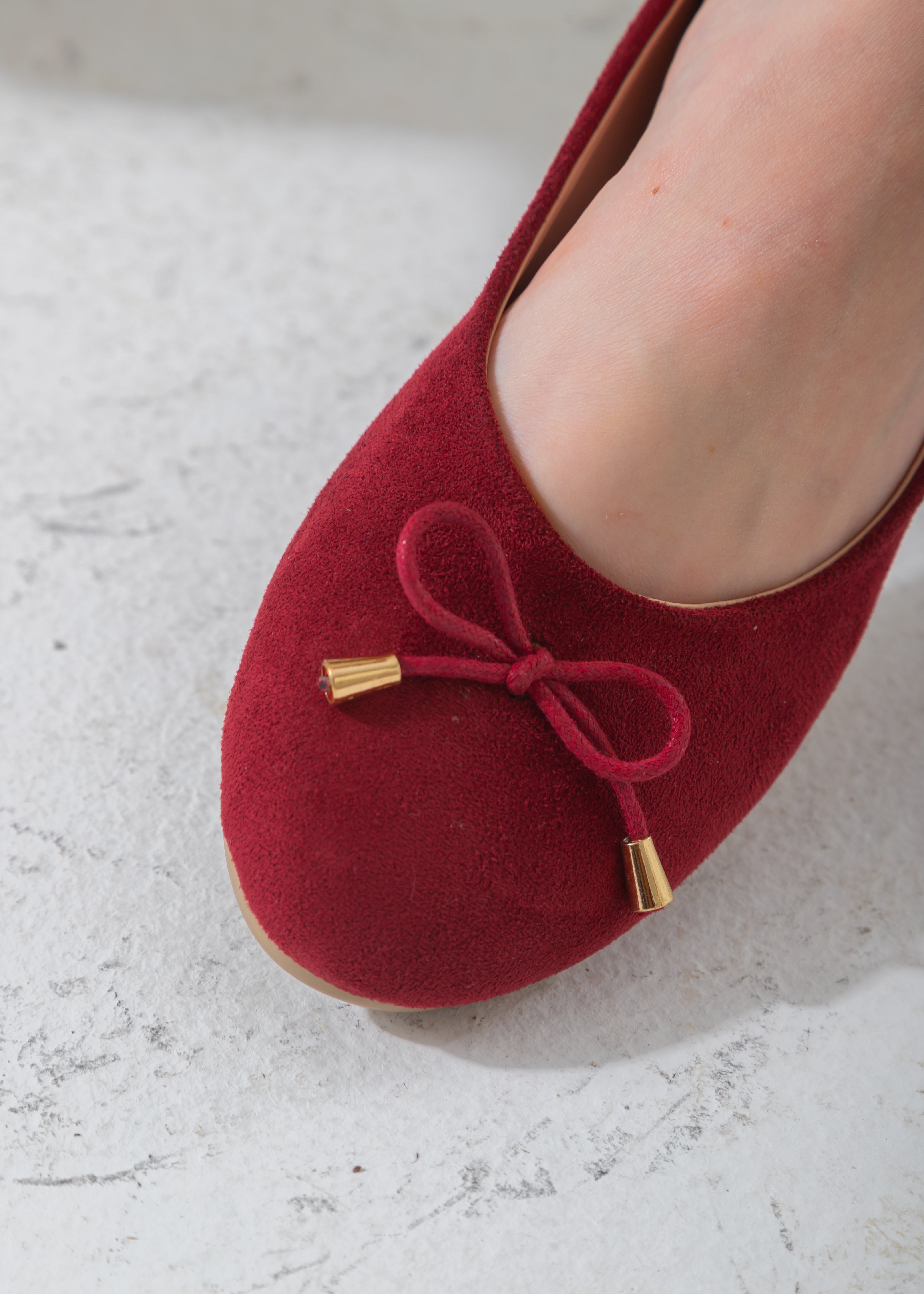 Suede Bow Ballet Flat-marron