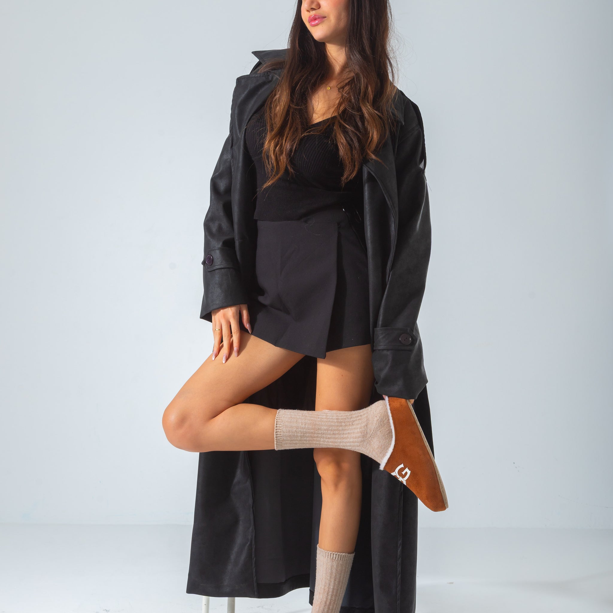 Branded Shearling Colgs-camel