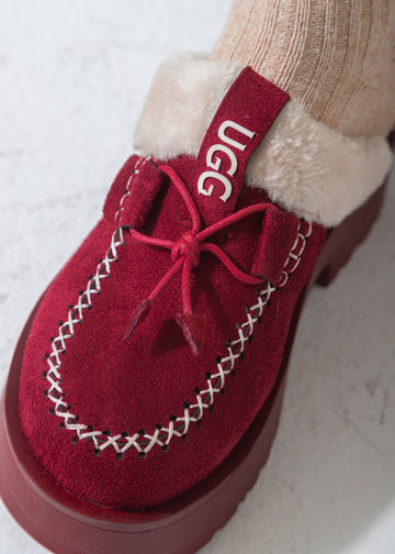 Lace-Up Moccasin Platform Clog-marron