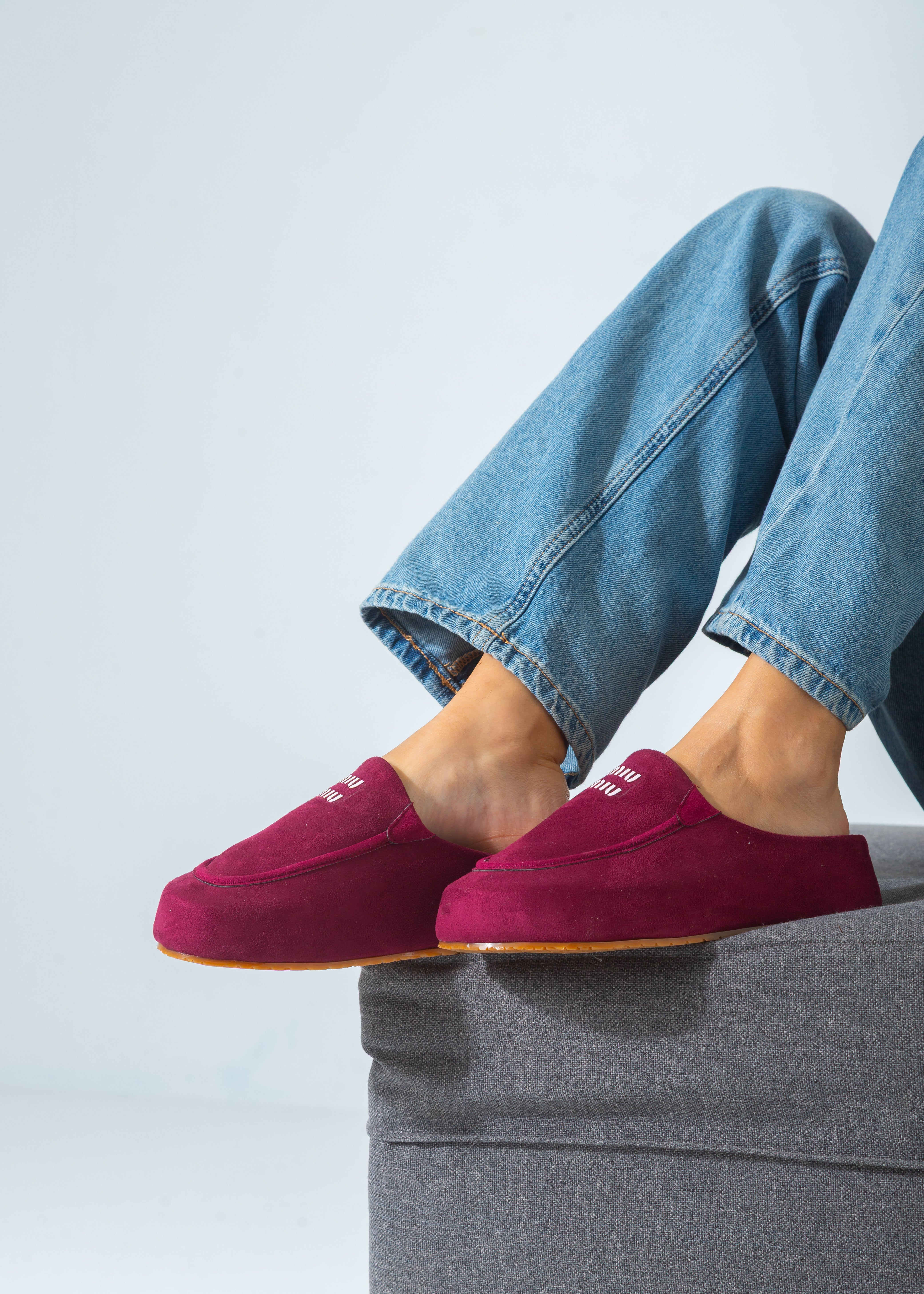 Suede Moccasin Backless Clogs-marron