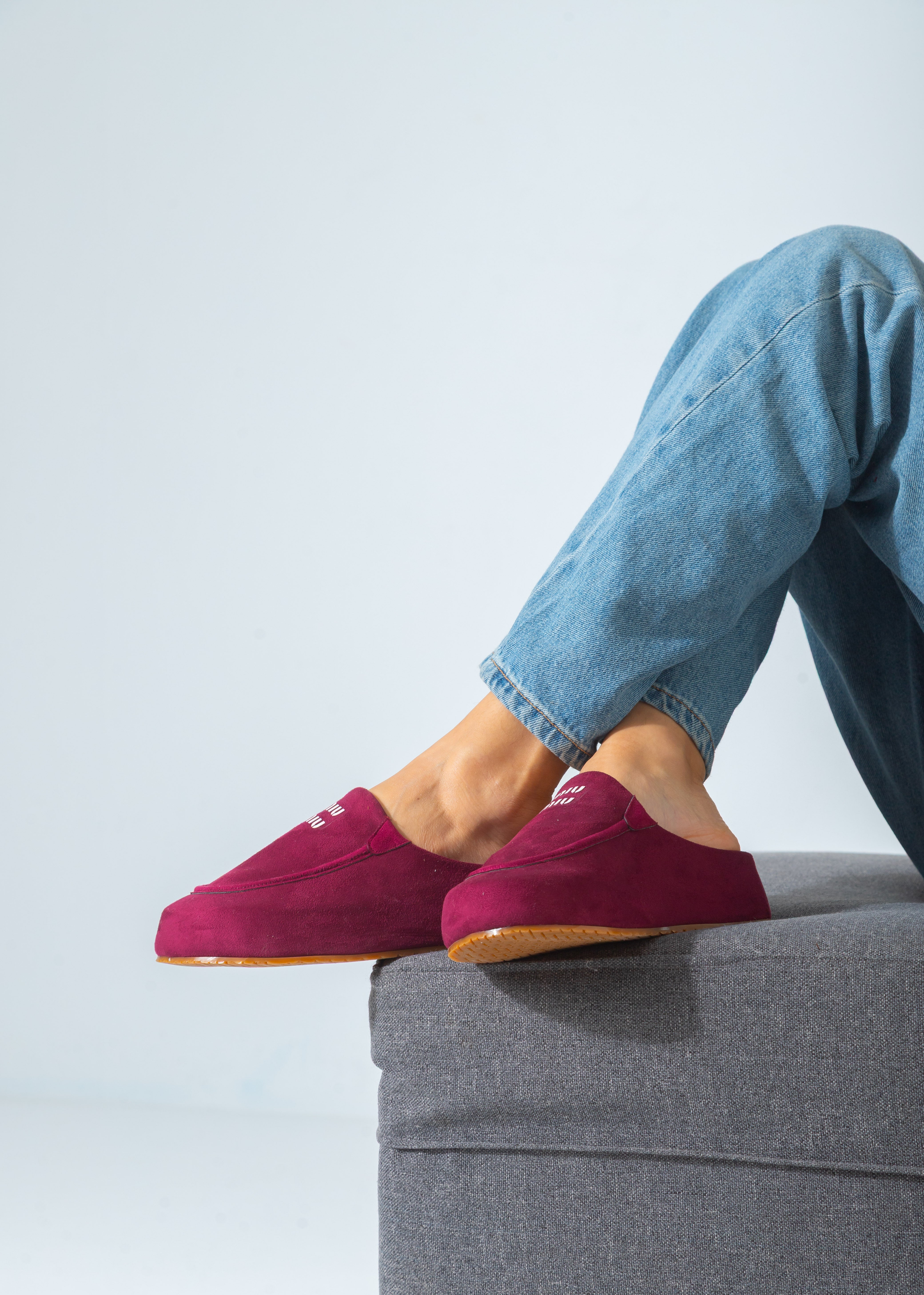 Suede Moccasin Backless Clogs-marron
