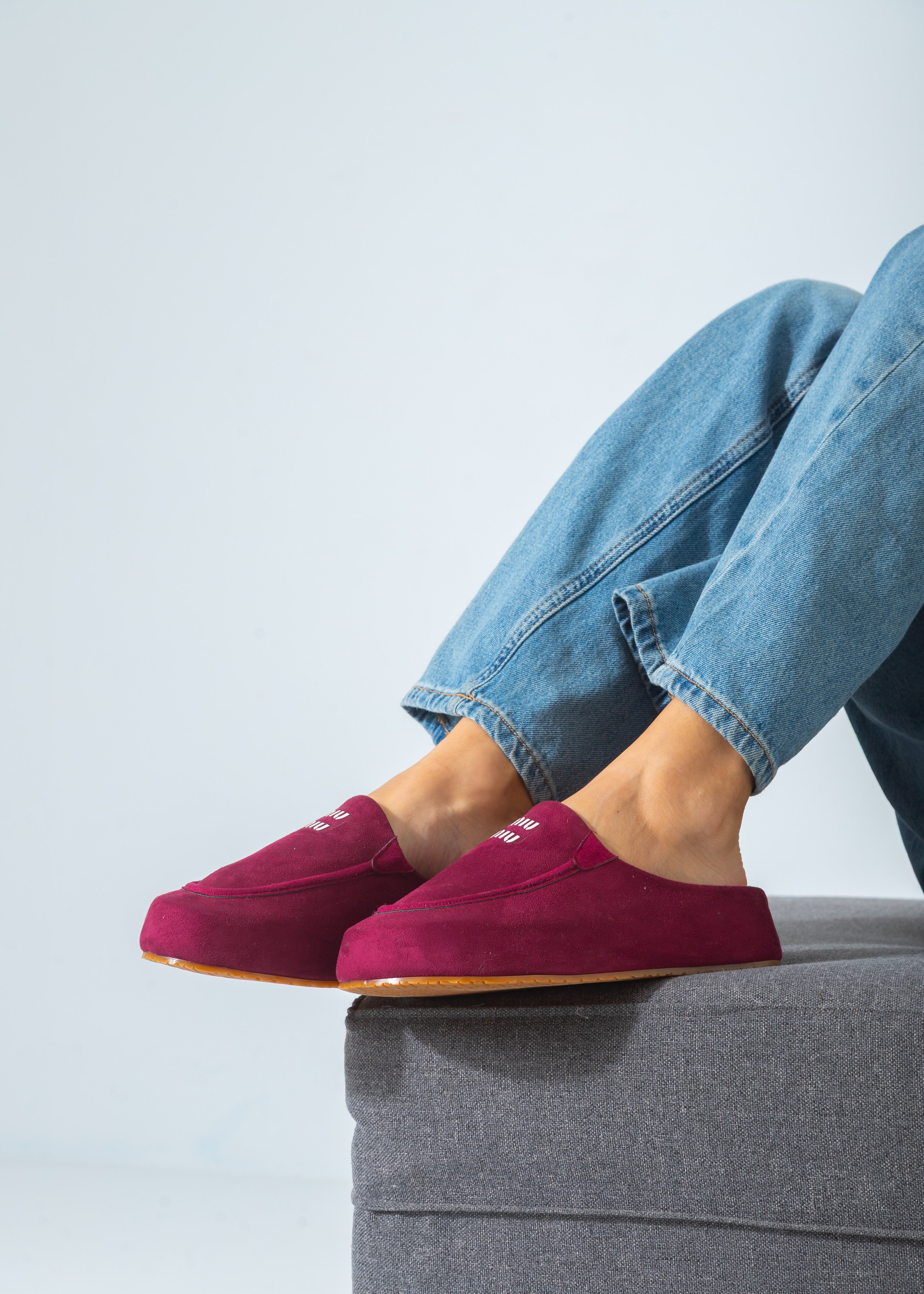 Suede Moccasin Backless Clogs-marron