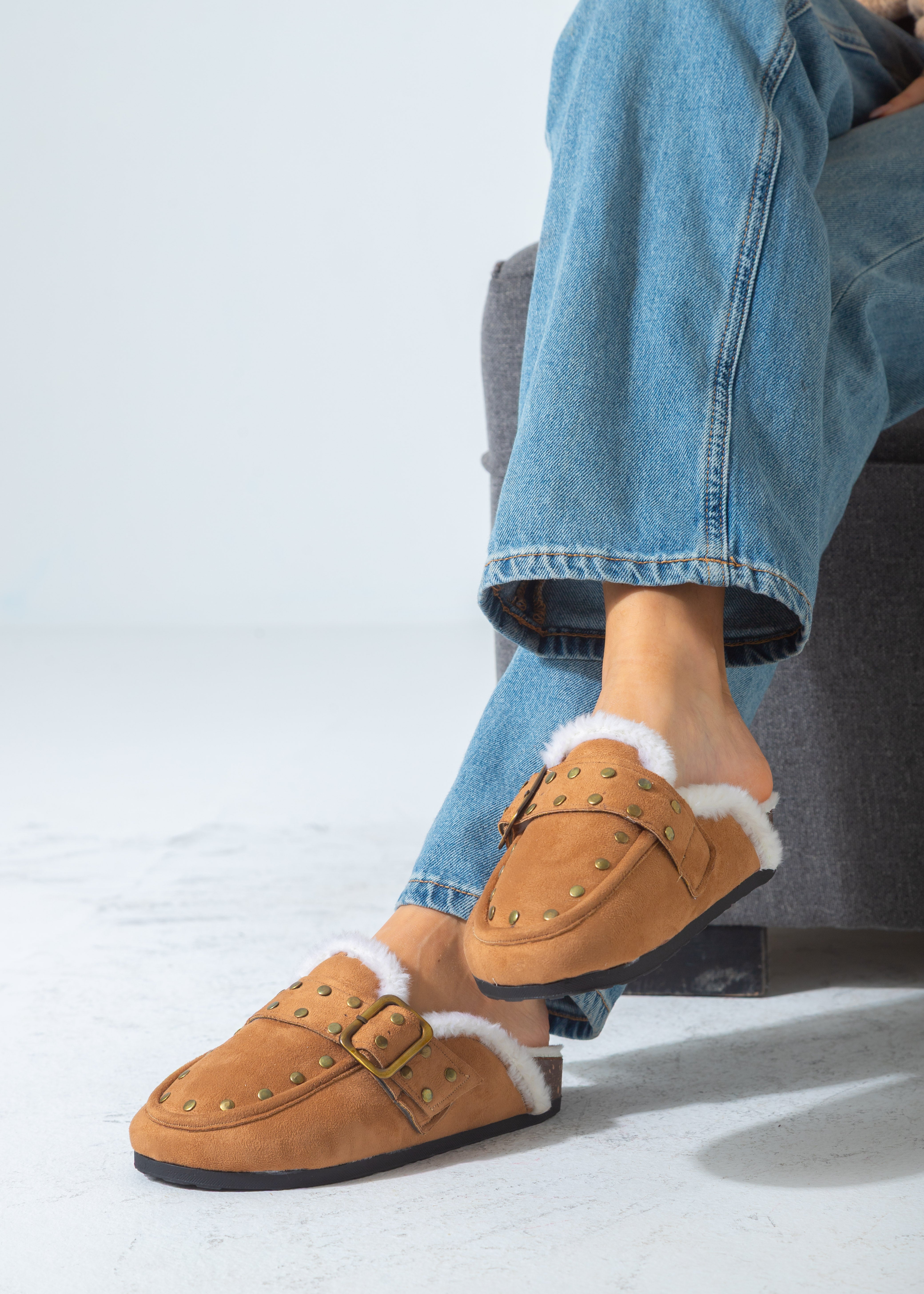 Stud-Detail Cozy Clogs-cafe