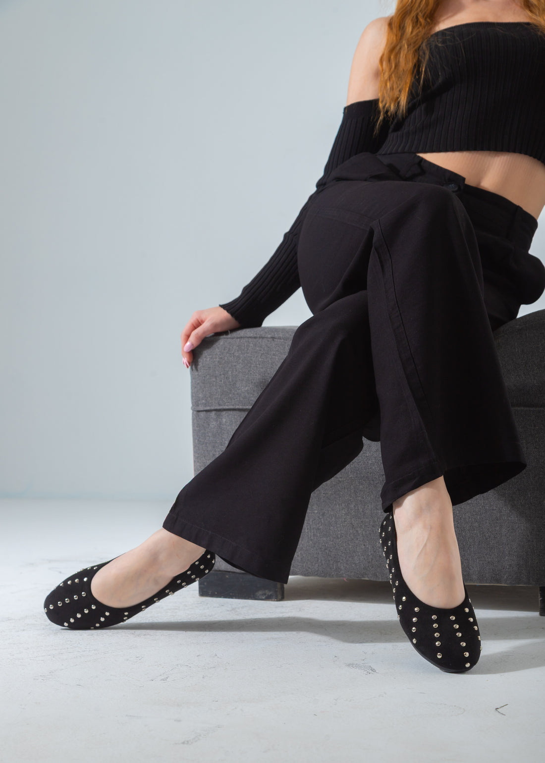 Studded Ballet Flat-black