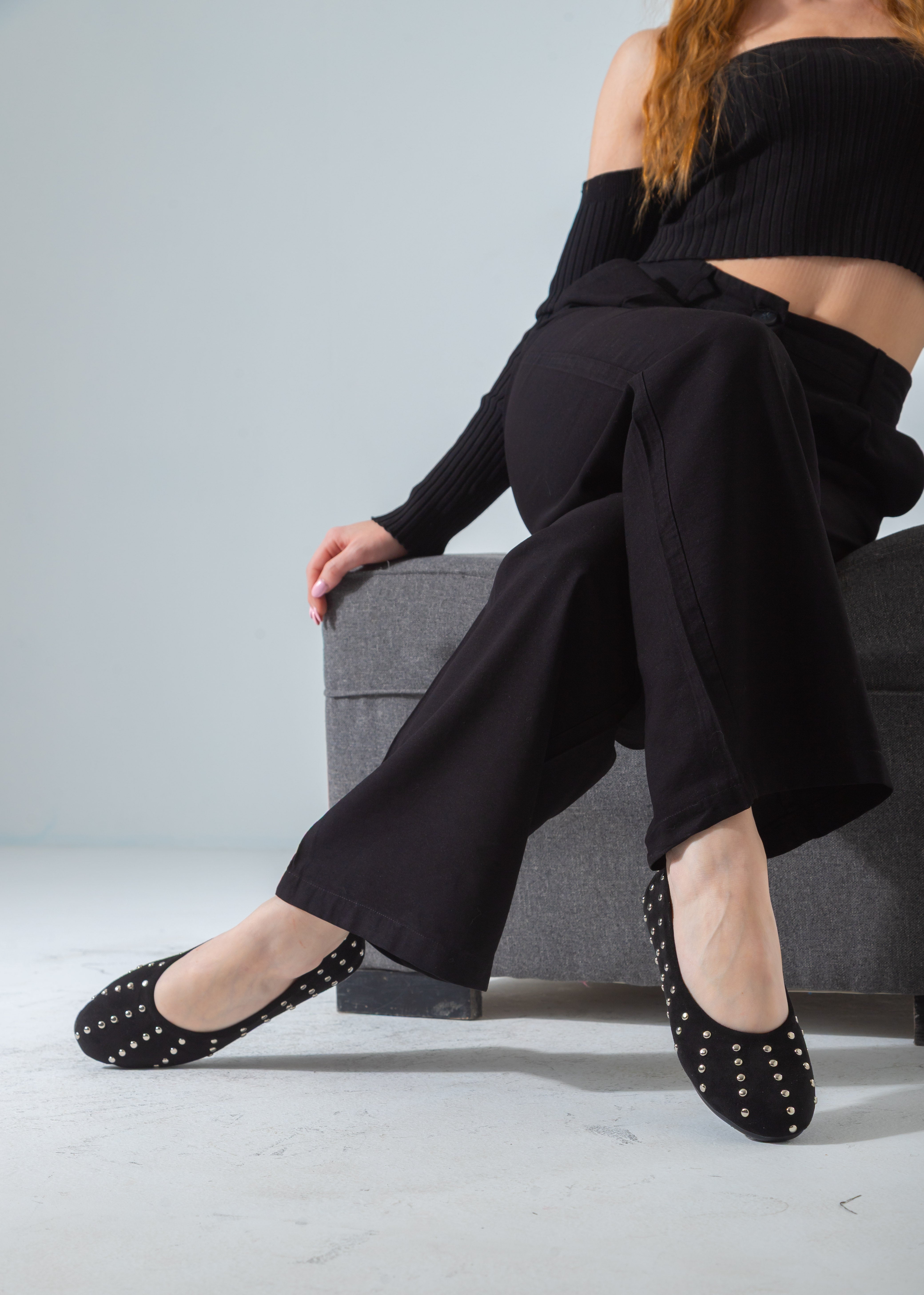 Studded Ballet Flat-black