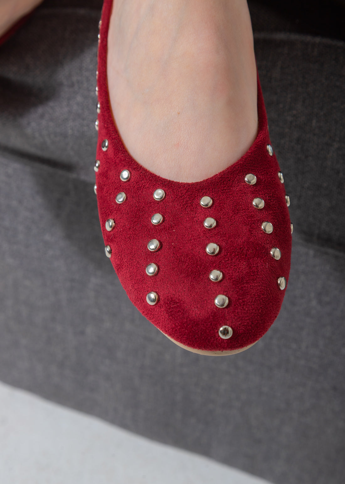 Studded Ballet Flat-marron