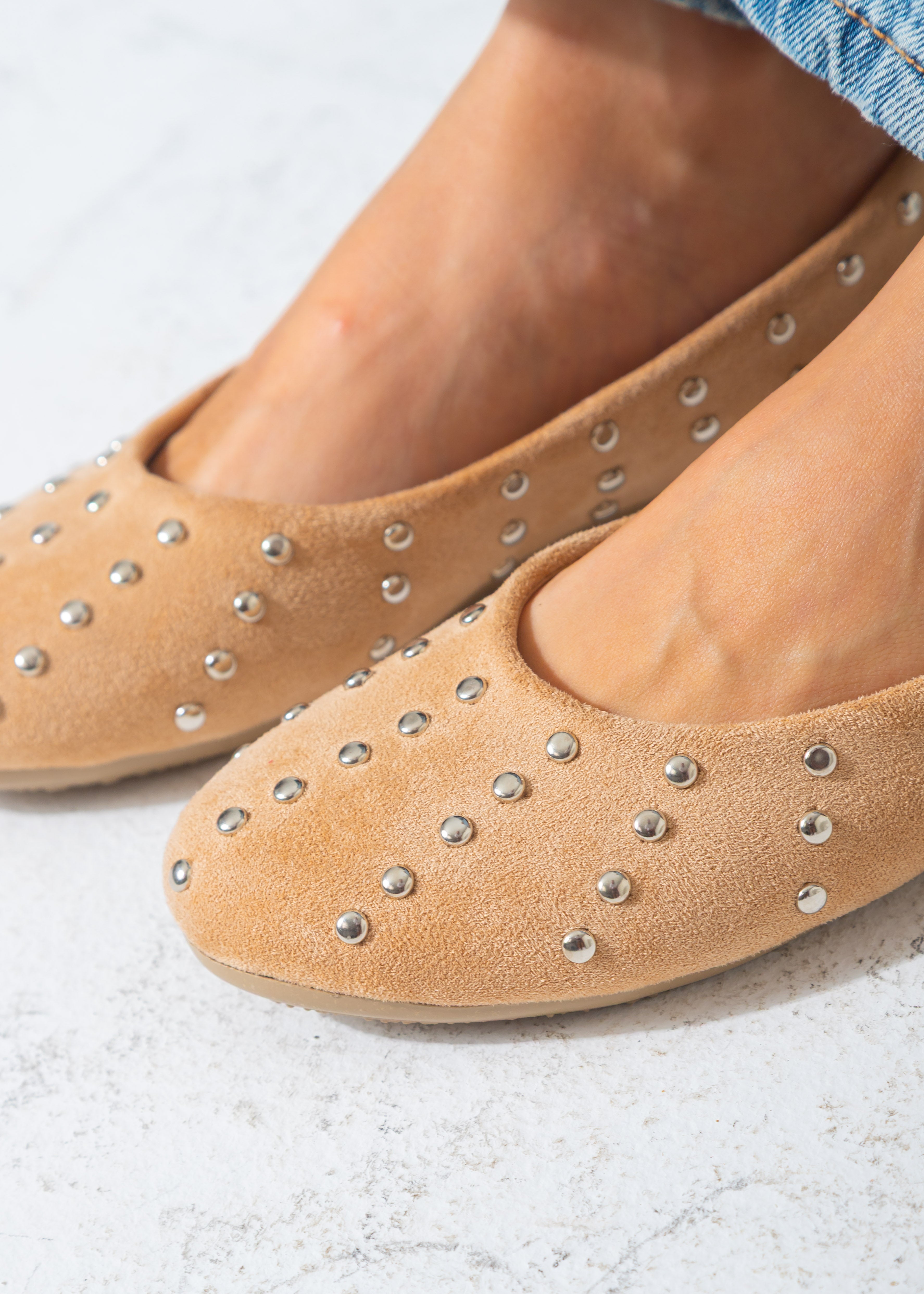 Studded Ballet Flat-beige