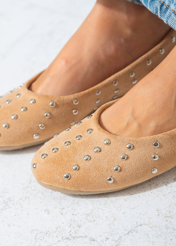 Studded Ballet Flat-beige