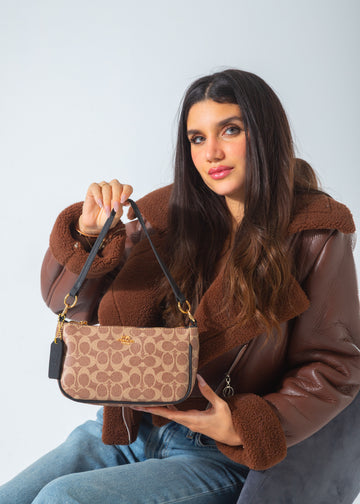 The Iconic Shoulder Pochette Bag-beige