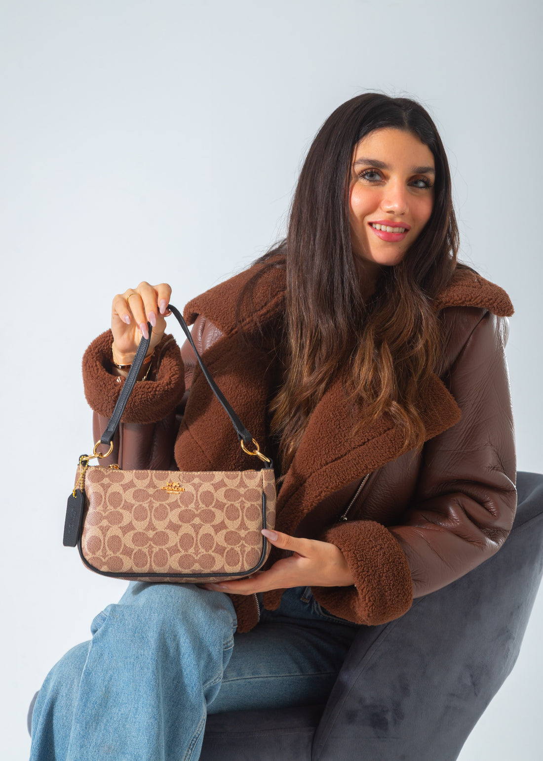 The Iconic Shoulder Pochette Bag-beige