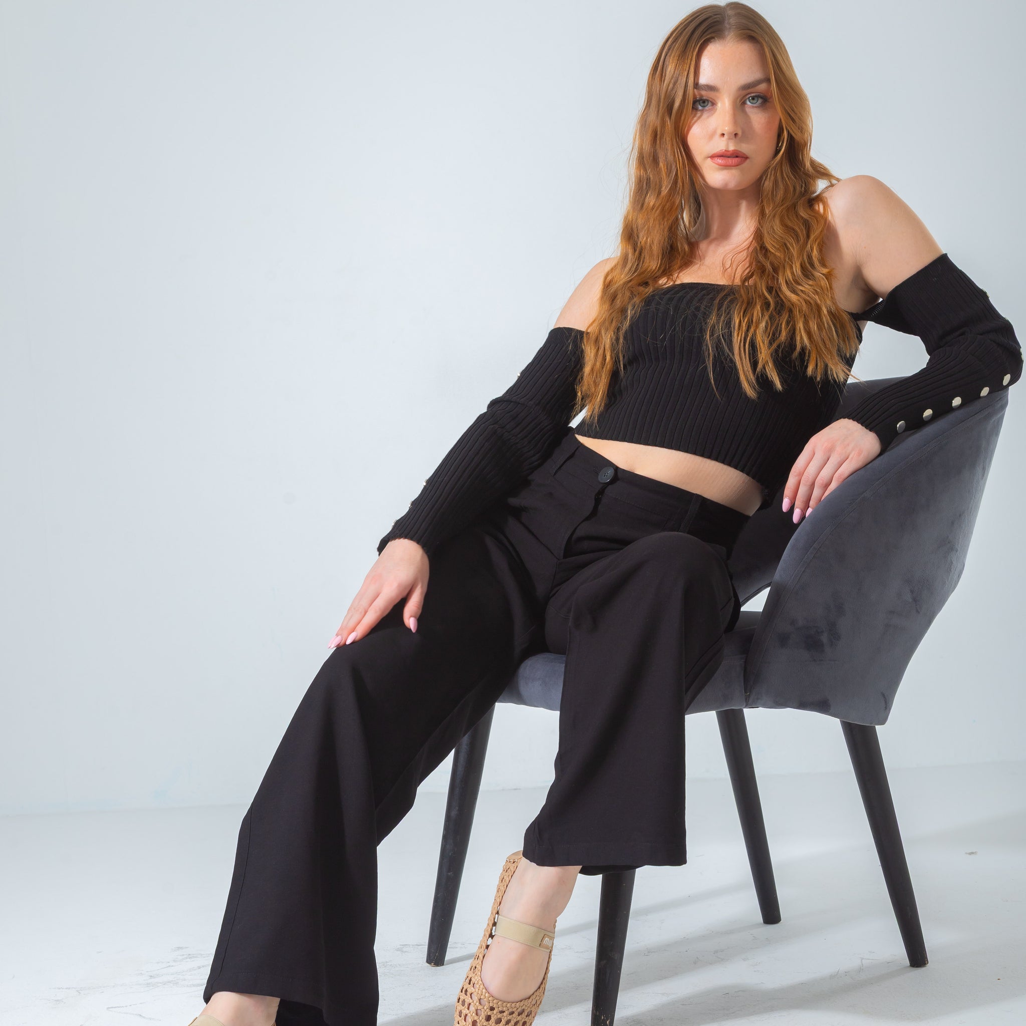 Woven Mesh Elastic Flat-beige