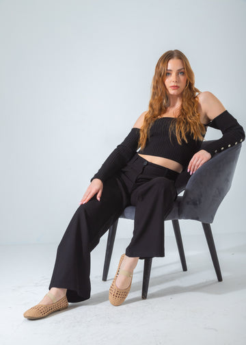 Woven Mesh Elastic Flat-beige