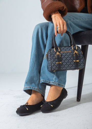 MK Logo Print Mini Barrel Bag-dark blue